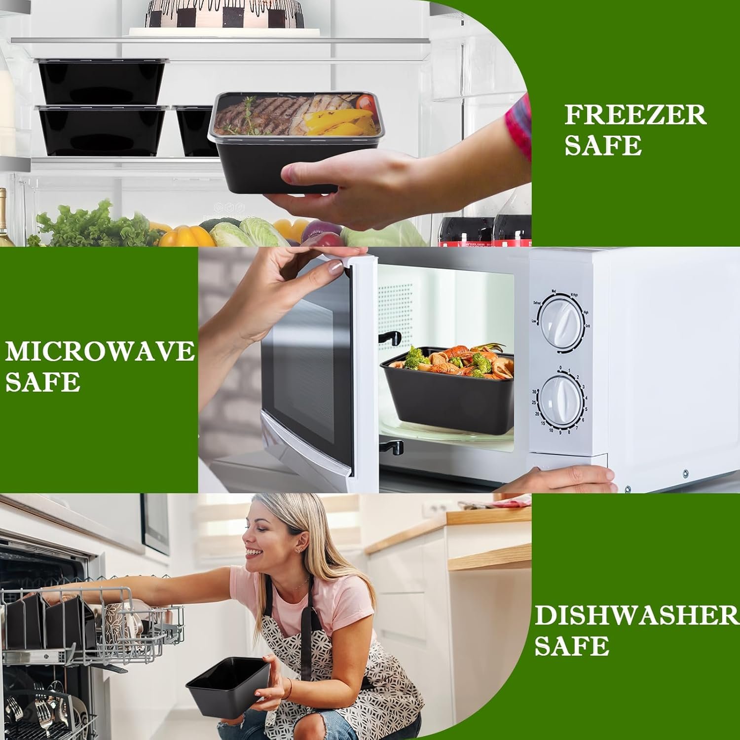 Contenitori Meal Prep con Logo Personalizzato 50 Pz 34oz 1000ml con Coperchi Riutilizzabili Monouso Asporto dal Fornitore Senza BPA Impilabili Adatti Microonde Congelatore Marchio Bianco