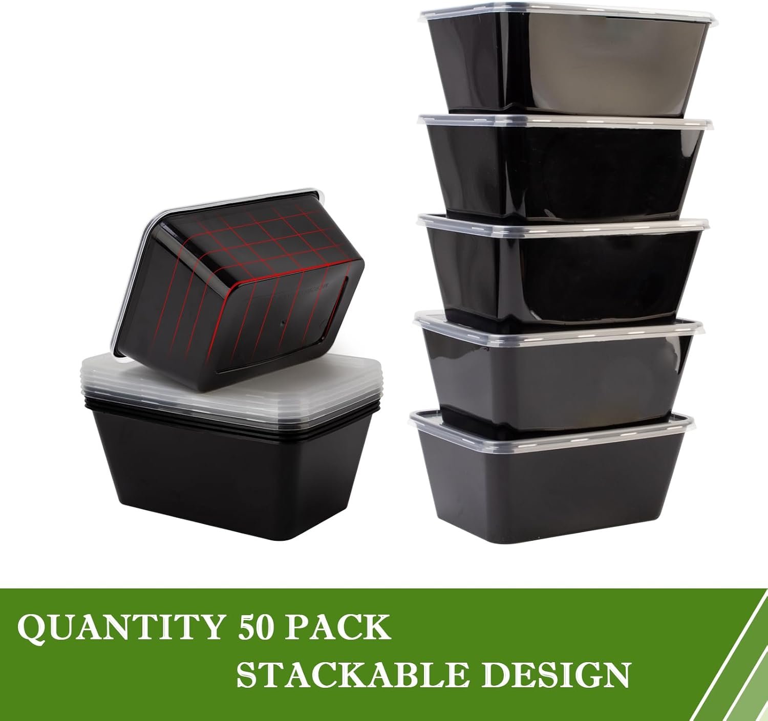 Contenitori Meal Prep con Logo Personalizzato 50 Pz 34oz 1000ml con Coperchi Riutilizzabili Monouso Asporto dal Fornitore Senza BPA Impilabili Adatti Microonde Congelatore Marchio Bianco