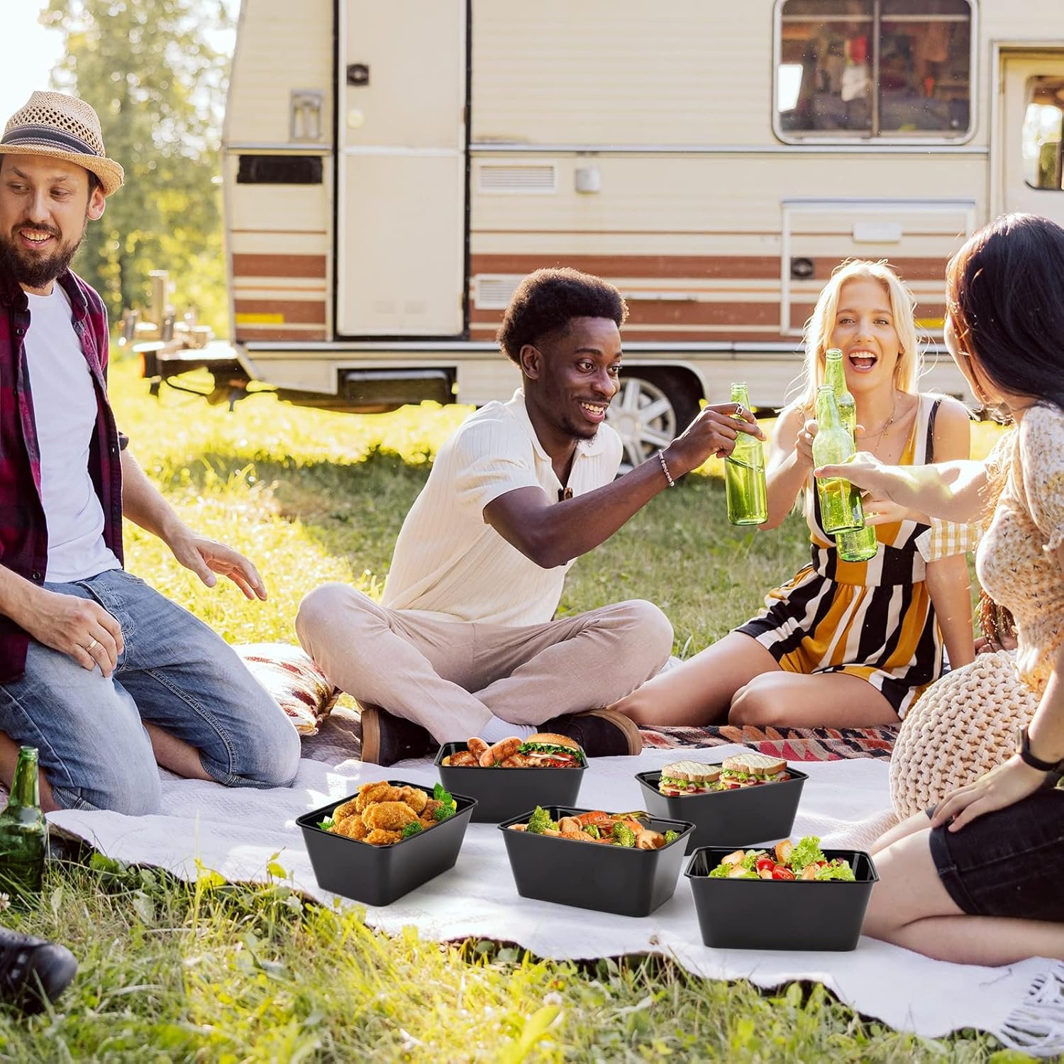 Contenitori Meal Prep con Logo Personalizzato 50 Pz 34oz 1000ml con Coperchi Riutilizzabili Monouso Asporto dal Fornitore Senza BPA Impilabili Adatti Microonde Congelatore Marchio Bianco