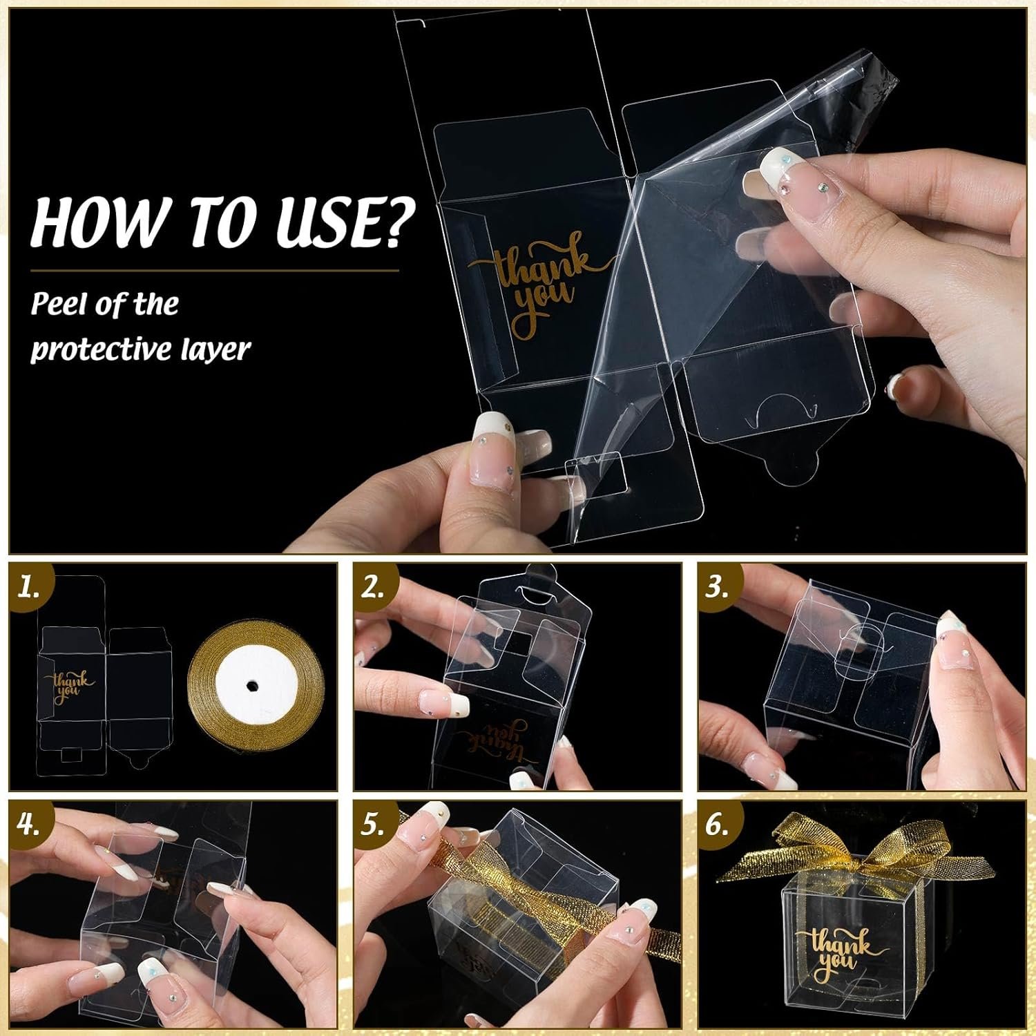 Marchio Bianco 200 Pezzi Scatole Trasparenti 2x2x2 Pollici in Plastica con Coperchio e Nastro per Bomboniere Caramelle Macaron Cupcake con Logo Personalizzato Fornitore