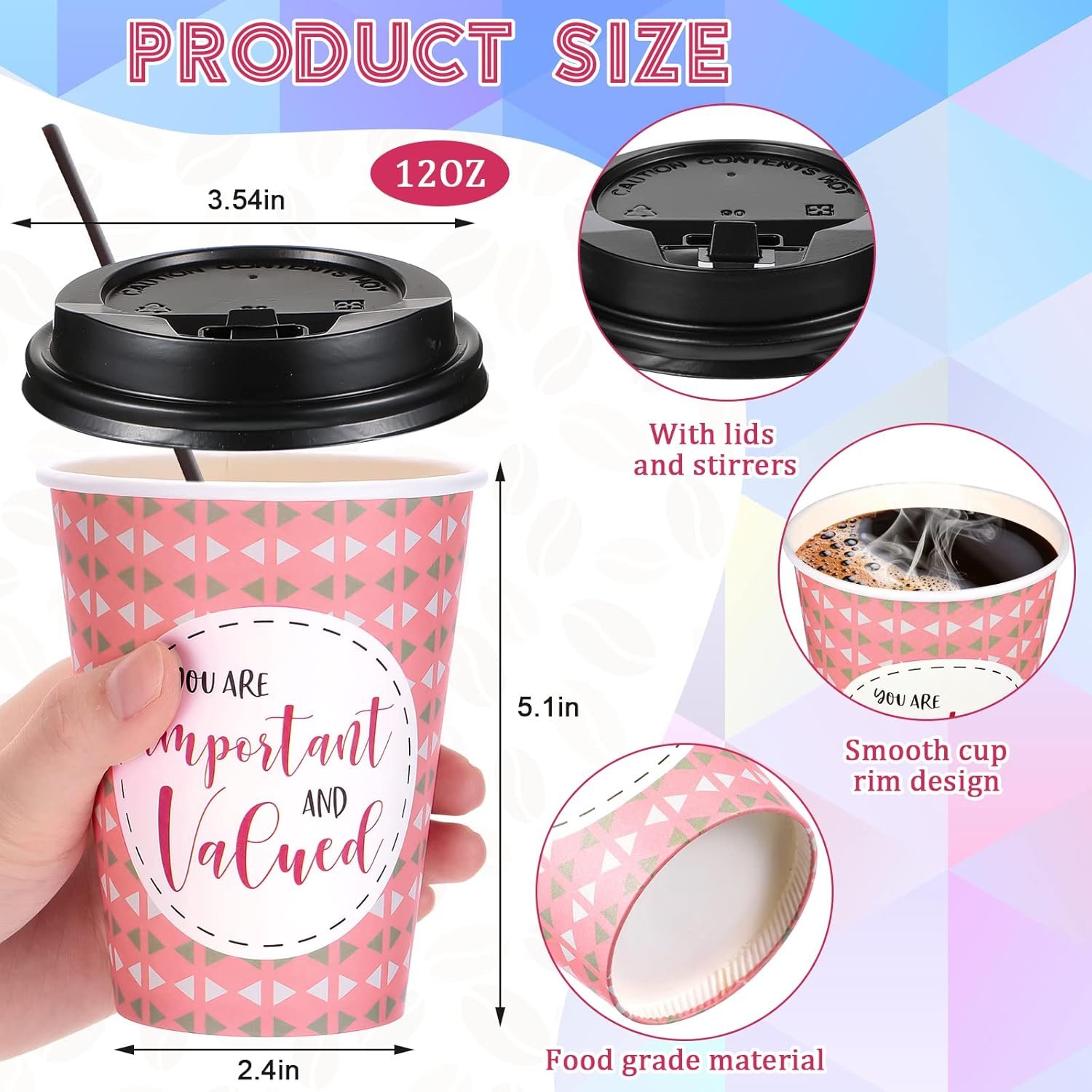 Marchio Bianco confezione da 100 bicchieri monouso caffè con coperchi cannucce carta motivazionali 6 citazioni design logo personalizzato acqua succo tè casa caffetteria 16 oz stile fresh produttore