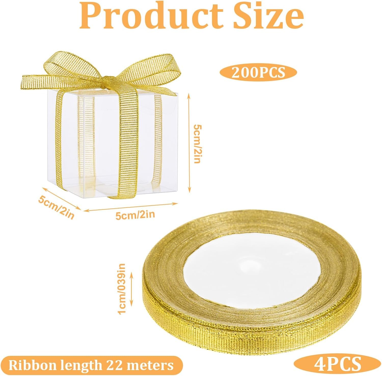Marchio Bianco 200 Pezzi Scatoline Trasparenti Cubo 2x2x2 Pollici con Nastri Mini Contenitori Caramelle Plastica per Macaron Nozze Baby Shower Compleanno Festa Logo Personalizzato dal Produttore