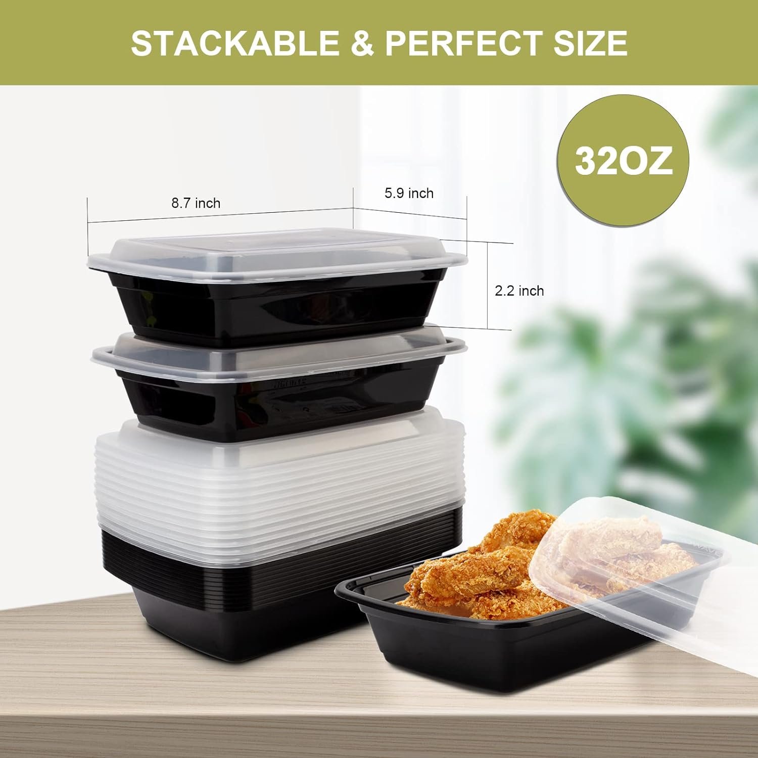 Logo Personalizzato Contenitori Meal Prep 32oz dal Produttore - Confezione da 50 Riutilizzabili in Plastica Ermetici con Coperchi Senza BPA Sicuri Microonde/Lavastoviglie/Congelatore Marchio Bianco