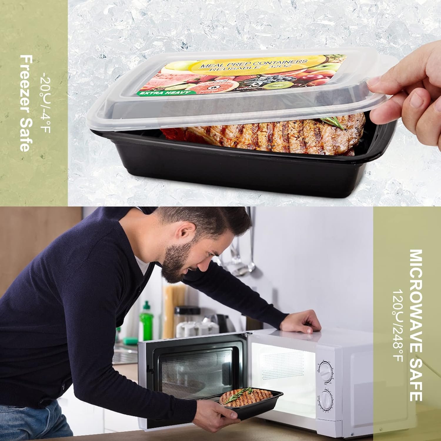 Logo Personalizzato Contenitori Meal Prep 32oz dal Produttore - Confezione da 50 Riutilizzabili in Plastica Ermetici con Coperchi Senza BPA Sicuri Microonde/Lavastoviglie/Congelatore Marchio Bianco