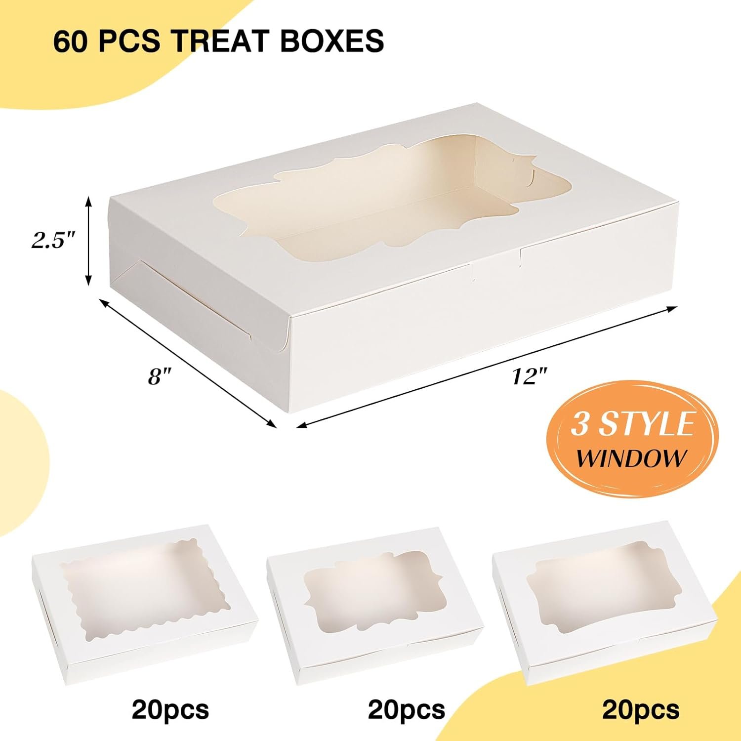 Produttore Scatole Biscotti 60pz 12x8x2.5 Pollici 3 Stili Fragola con Finestra Logo Personalizzato per Caramelle Fragole Cioccolato Torte Muffin Ciambelle Marchio Bianco