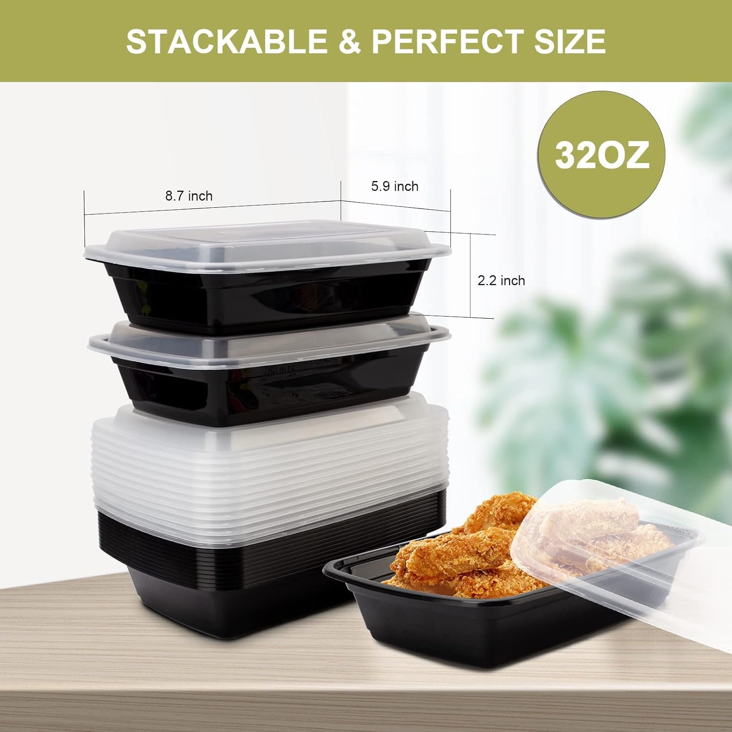 Logo Personalizzato - Confezione da 15 Contenitori Meal Prep 32oz Marchio Bianco in Plastica Riutilizzabili Ermetici con Coperchi Senza BPA per Microonde/Lavastoviglie/Congelatore dal Produttore