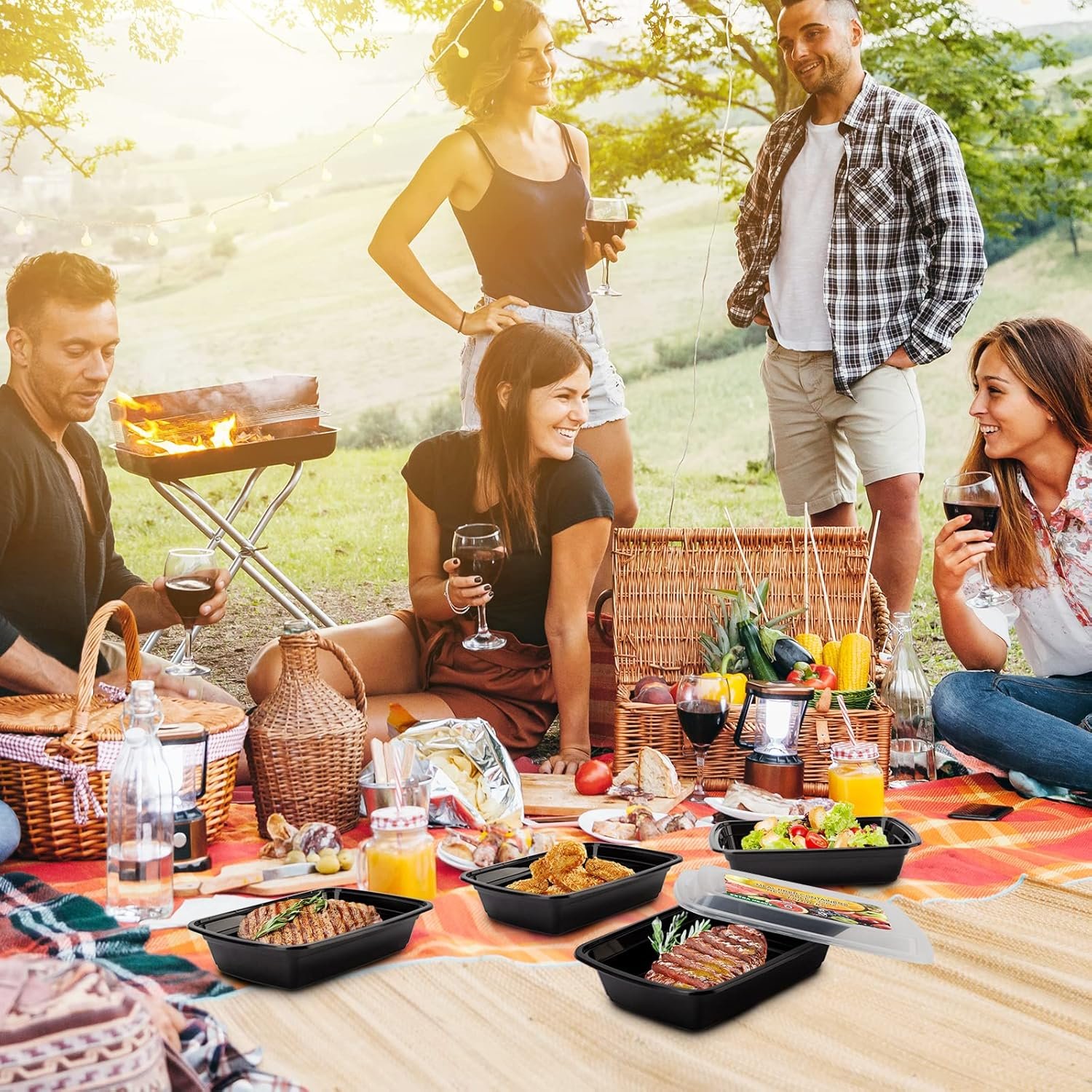 Logo Personalizzato - Confezione da 15 Contenitori Meal Prep 32oz Marchio Bianco in Plastica Riutilizzabili Ermetici con Coperchi Senza BPA per Microonde/Lavastoviglie/Congelatore dal Produttore