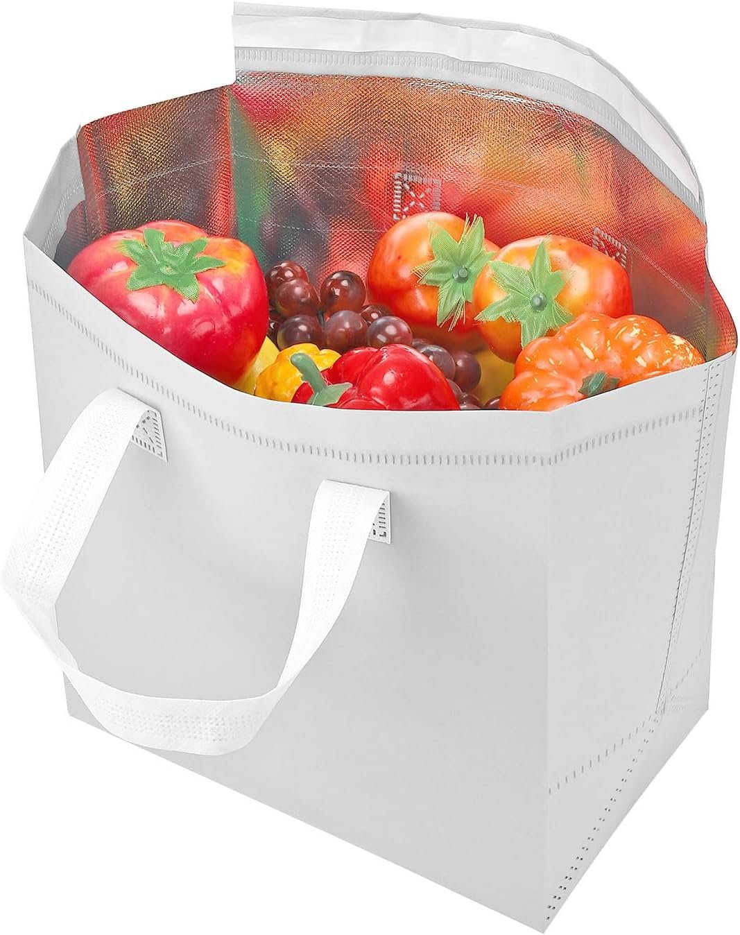 Borse Termiche Isolate con Logo Personalizzato per Asporto 25 Pezzi da Produttore 30 x 20 x 32 cm per Cibi Caldi Freddi Surgelati Marchio Bianco Multicolore