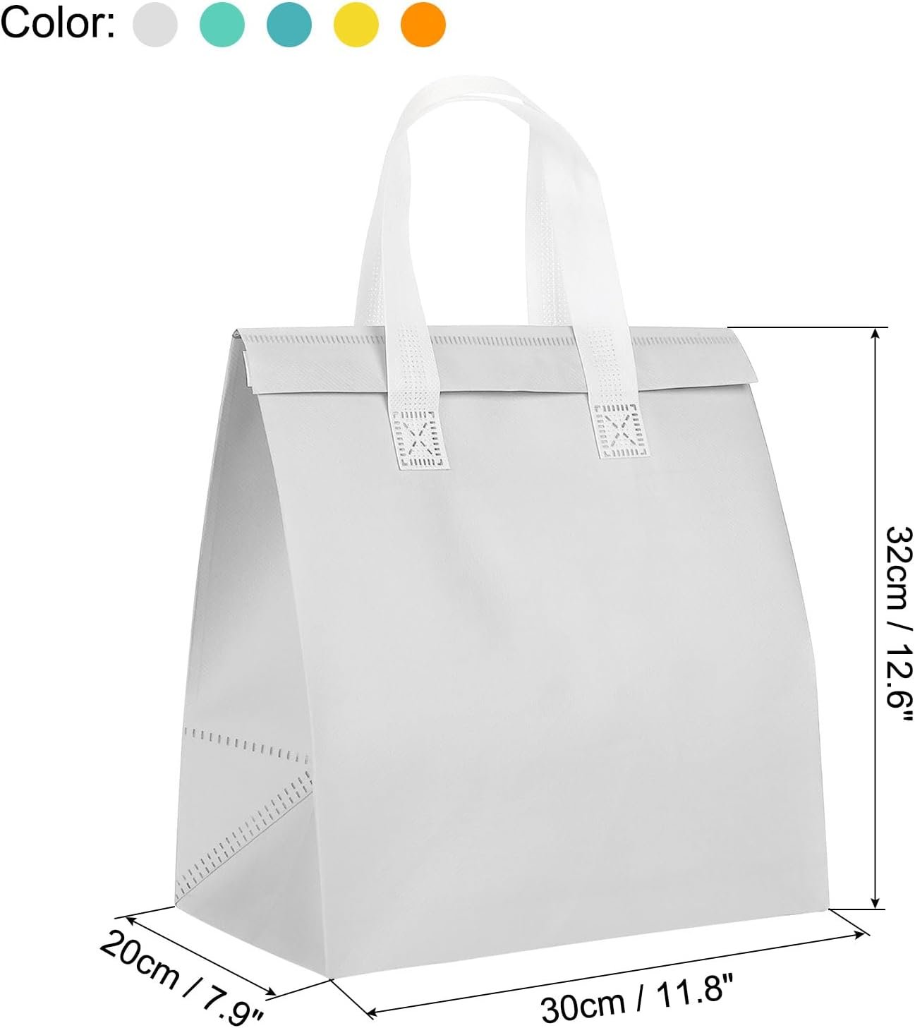 Borse Termiche Isolate con Logo Personalizzato per Asporto 25 Pezzi da Produttore 30 x 20 x 32 cm per Cibi Caldi Freddi Surgelati Marchio Bianco Multicolore