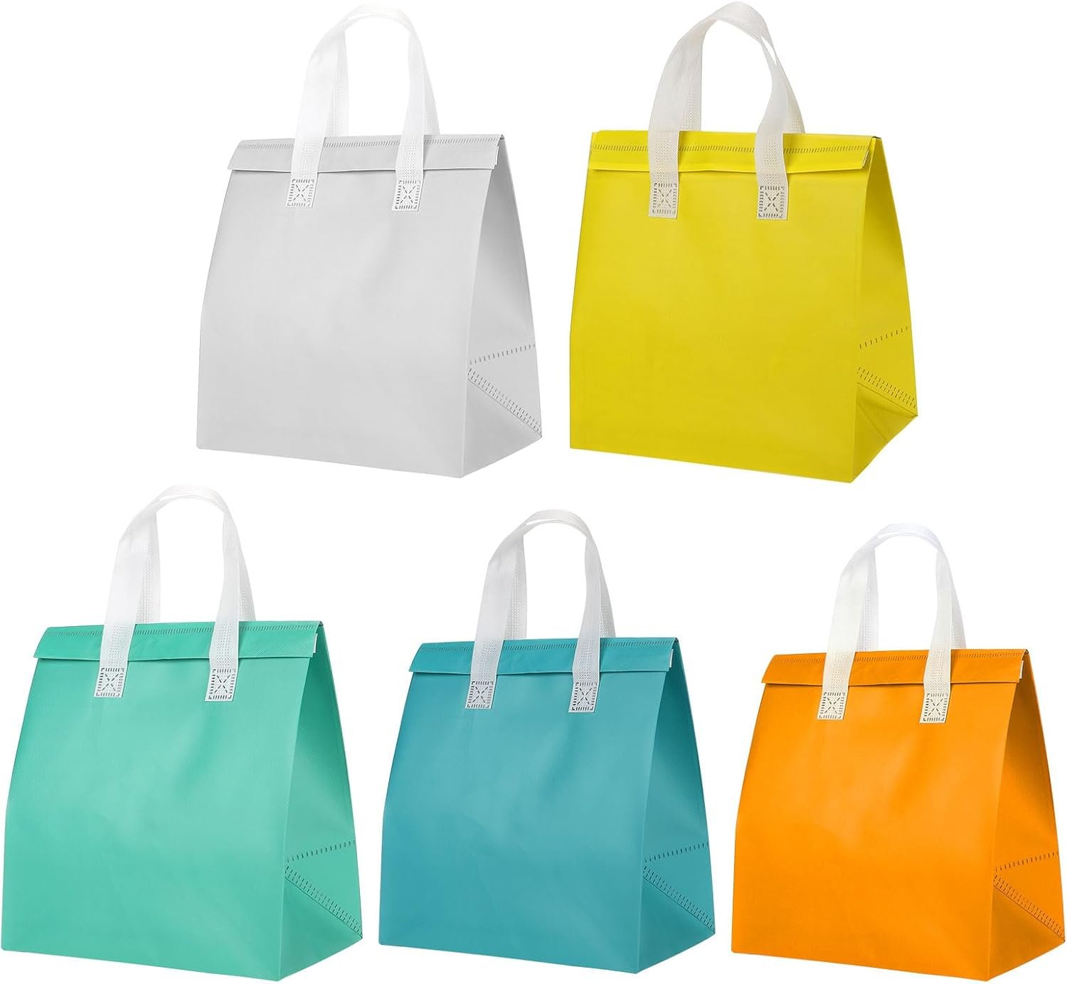 Borse Termiche Isolate con Logo Personalizzato per Asporto 25 Pezzi da Produttore 30 x 20 x 32 cm per Cibi Caldi Freddi Surgelati Marchio Bianco Multicolore