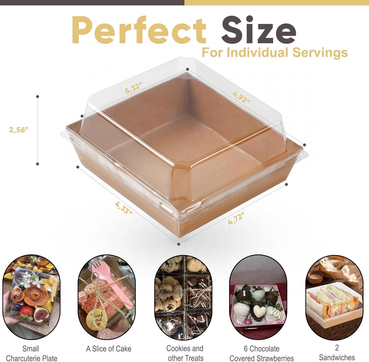 Logo Personalizzato Scatoline Charcuterie Piccole 50 Pz con Coperchi Trasparenti - Contenitori Carta Monouso per Asporto da 5 Pollici Marrone del Produttore per Panini Biscotti Sushi Fette di Torta Fragole Marchio Bianco Logo Personalizzato Scatoline Charcuterie Piccole 50 Pz con Coperchi Trasparenti - Contenitori Carta Monouso per Asporto da 5 Pollici Marrone del Produttore per Panini Biscotti Sushi Fette di Torta Fragole Marchio Bianco