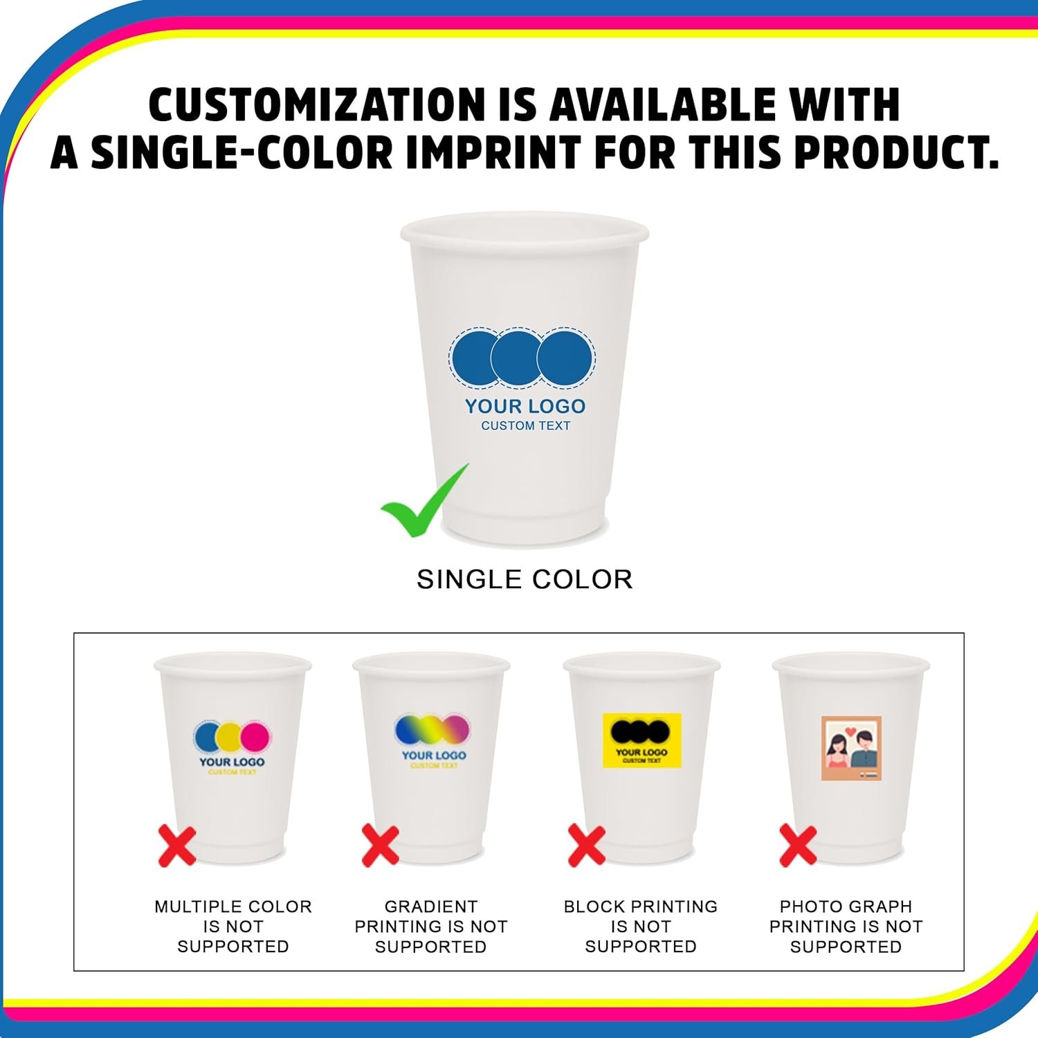 Logo Personalizzato Tazze Caffè Cartone Doppio Strato 12 Oz. Stampa Monocolore per Bevande Calde Fredde Distributori Acqua Feste Promozione Marchio Bianco dal Fornitore (100 pz)