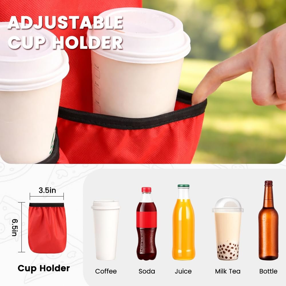 Marchio Bianco Borsa Termica Isolante XXX-Large per Consegna Cibo con 4 Portabicchieri Mantiene Alimenti Caldi/Freddi con Portabevande per Catering Commerciale con Logo Personalizzato dal Fornitore Rossa