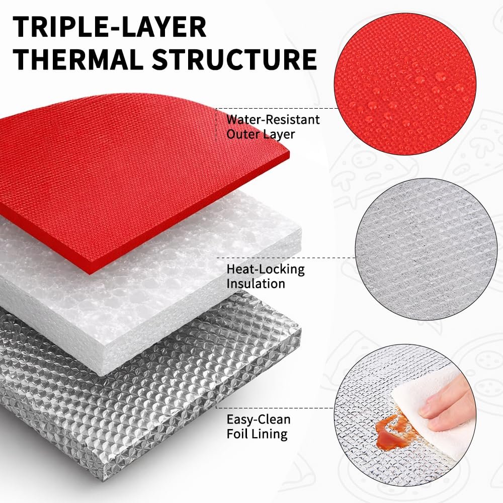 Marchio Bianco Borsa Termica Isolante XXX-Large per Consegna Cibo con 4 Portabicchieri Mantiene Alimenti Caldi/Freddi con Portabevande per Catering Commerciale con Logo Personalizzato dal Fornitore Rossa