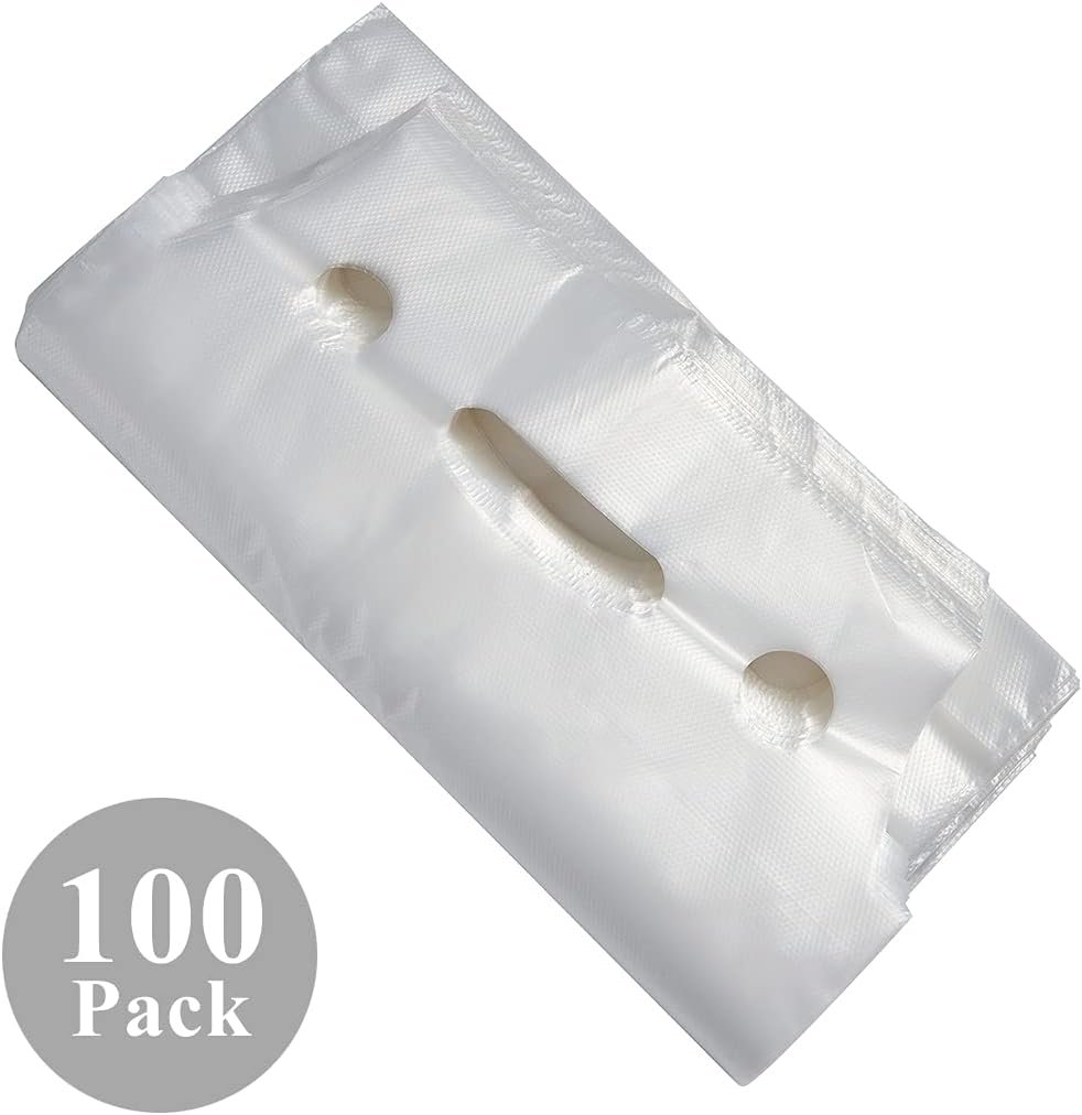 Produttore Sacchetti in Plastica Trasparente Portabevande 2 Bicchieri fino 32oz Confezione da 100 Logo Personalizzato Marchio Bianco Monouso per Consegne Asporto