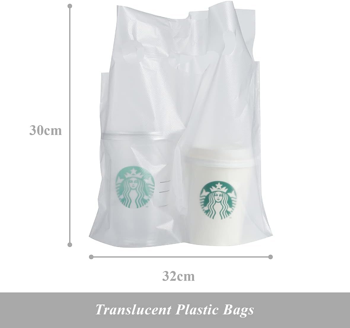 Produttore Sacchetti in Plastica Trasparente Portabevande 2 Bicchieri fino 32oz Confezione da 100 Logo Personalizzato Marchio Bianco Monouso per Consegne Asporto