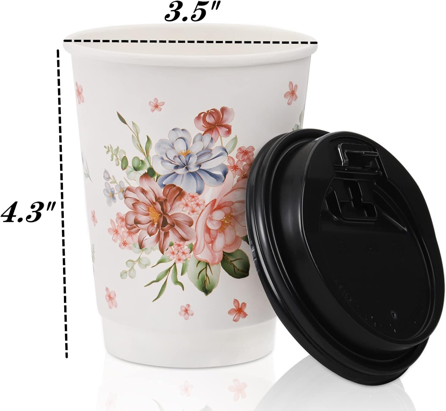 Marchio Bianco Tazze da Caffè Monouso 80 Pezzi con 100 Coperchi 12 Oz da Asporto con Logo Personalizzato Resistenti Isolanti per Ufficio Ricevimenti Nuziali Caffè Ghiacciato Design Floreale Fornitore