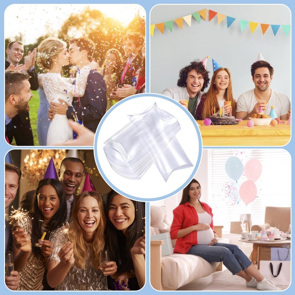 Marchio Bianco 30 Confezioni Scatole per Bomboniere Trasparenti Plastica Cuscino con Logo Personalizzato Matrimonio Festa Festa della Mamma dal Fornitore Oversize 4.5x2.5x1 inch