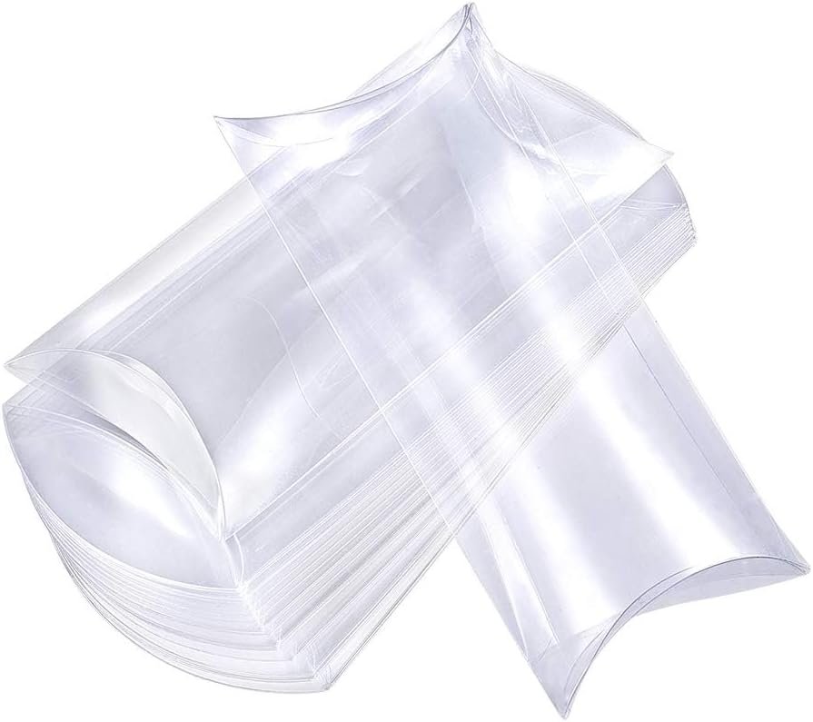 Marchio Bianco 30 Confezioni Scatole per Bomboniere Trasparenti Plastica Cuscino con Logo Personalizzato Matrimonio Festa Festa della Mamma dal Fornitore Oversize 4.5x2.5x1 inch