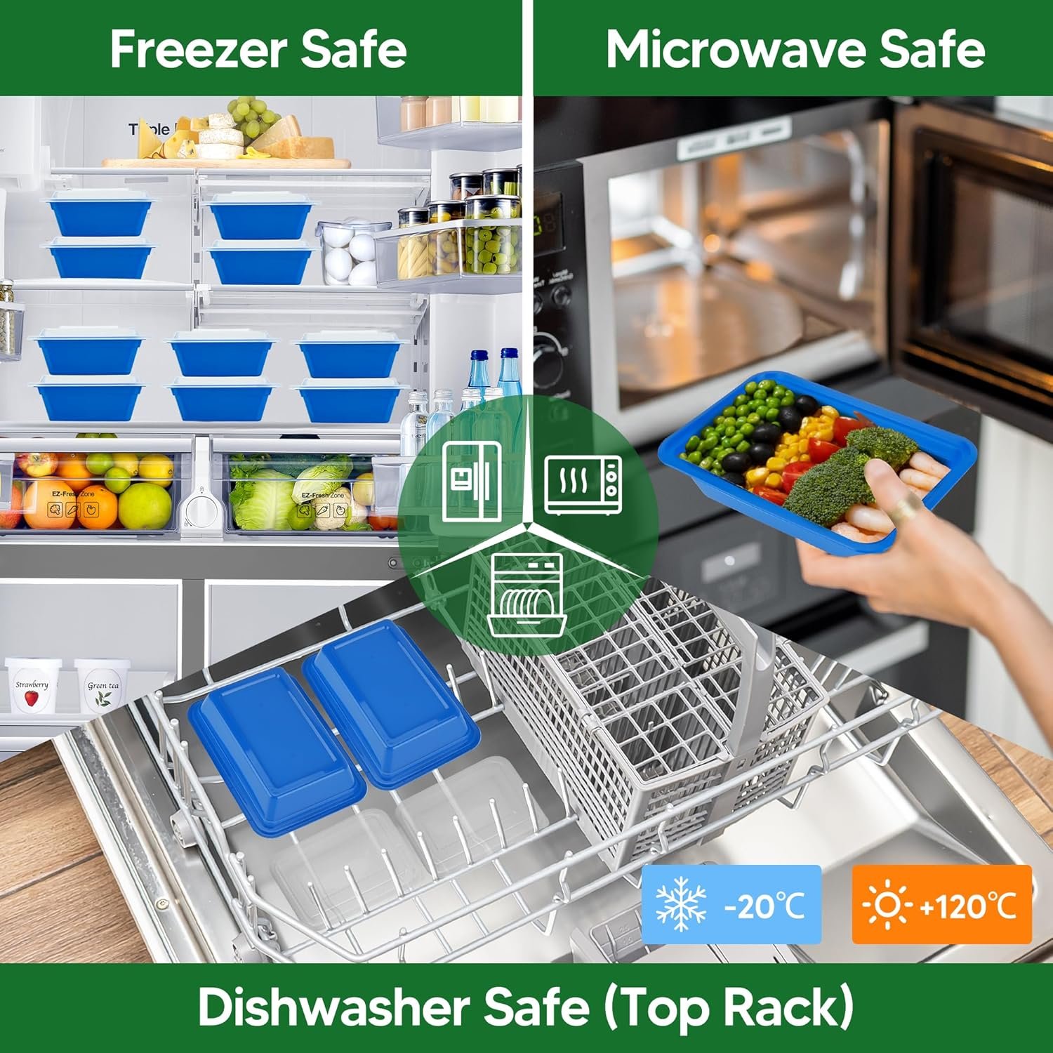 Marchio Bianco - Pacco da 50 Contenitori Meal Prep con Coperchi 38oz con Logo Personalizzato Senza BPA Riutilizzabili Ermetici - Stoccaggio Alimenti Plastici Take Out Microonde Lavastoviglie Congelatore Sicuri Blu dal Produttore