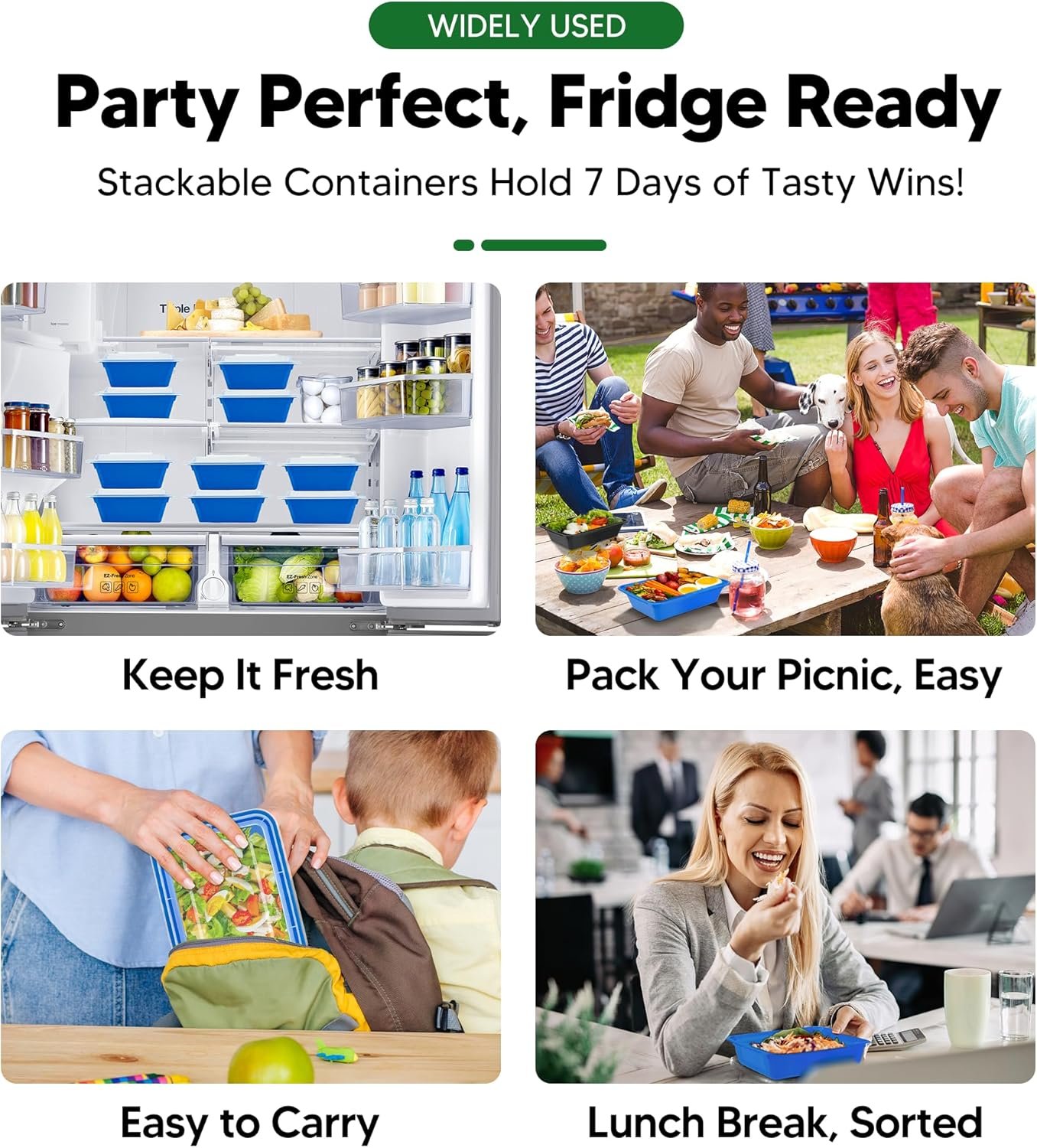 Marchio Bianco - Pacco da 50 Contenitori Meal Prep con Coperchi 38oz con Logo Personalizzato Senza BPA Riutilizzabili Ermetici - Stoccaggio Alimenti Plastici Take Out Microonde Lavastoviglie Congelatore Sicuri Blu dal Produttore