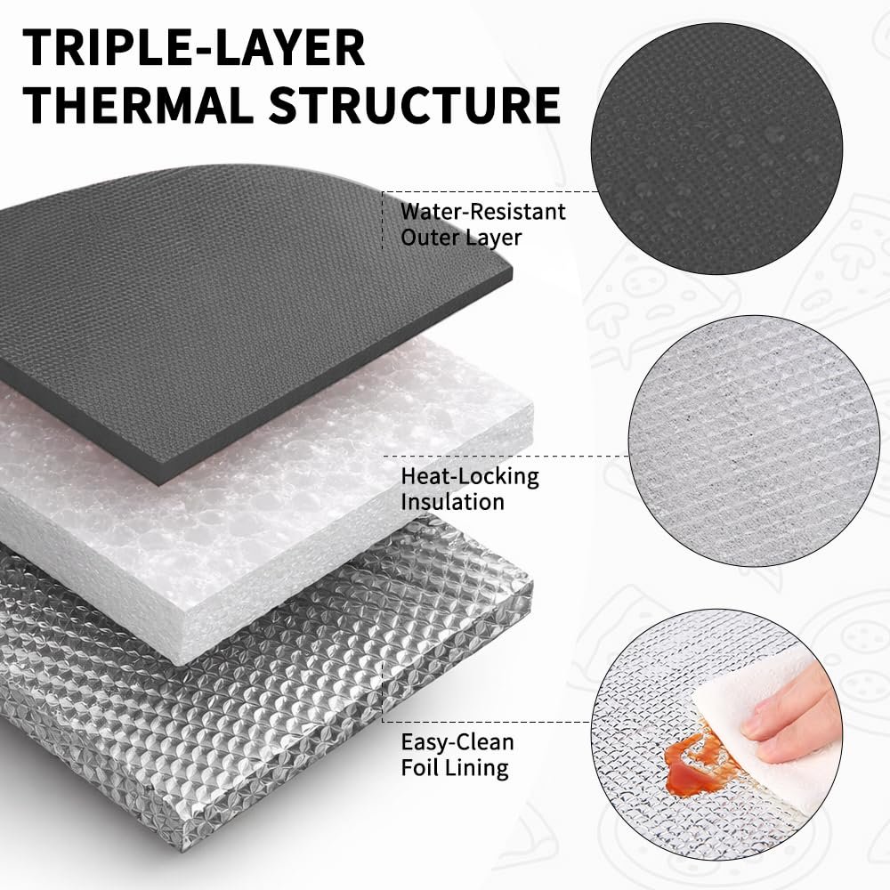 Logo Personalizzato Borsa Termica per Consegna Cibo con 4 Portabicchieri XXX-Large Marchio Bianco Mantiene Alimenti Caldi/Freddi per Catering con Porta Bevande Scaldavivande Commerciale Trasporto Spesa del Fornitore Nero