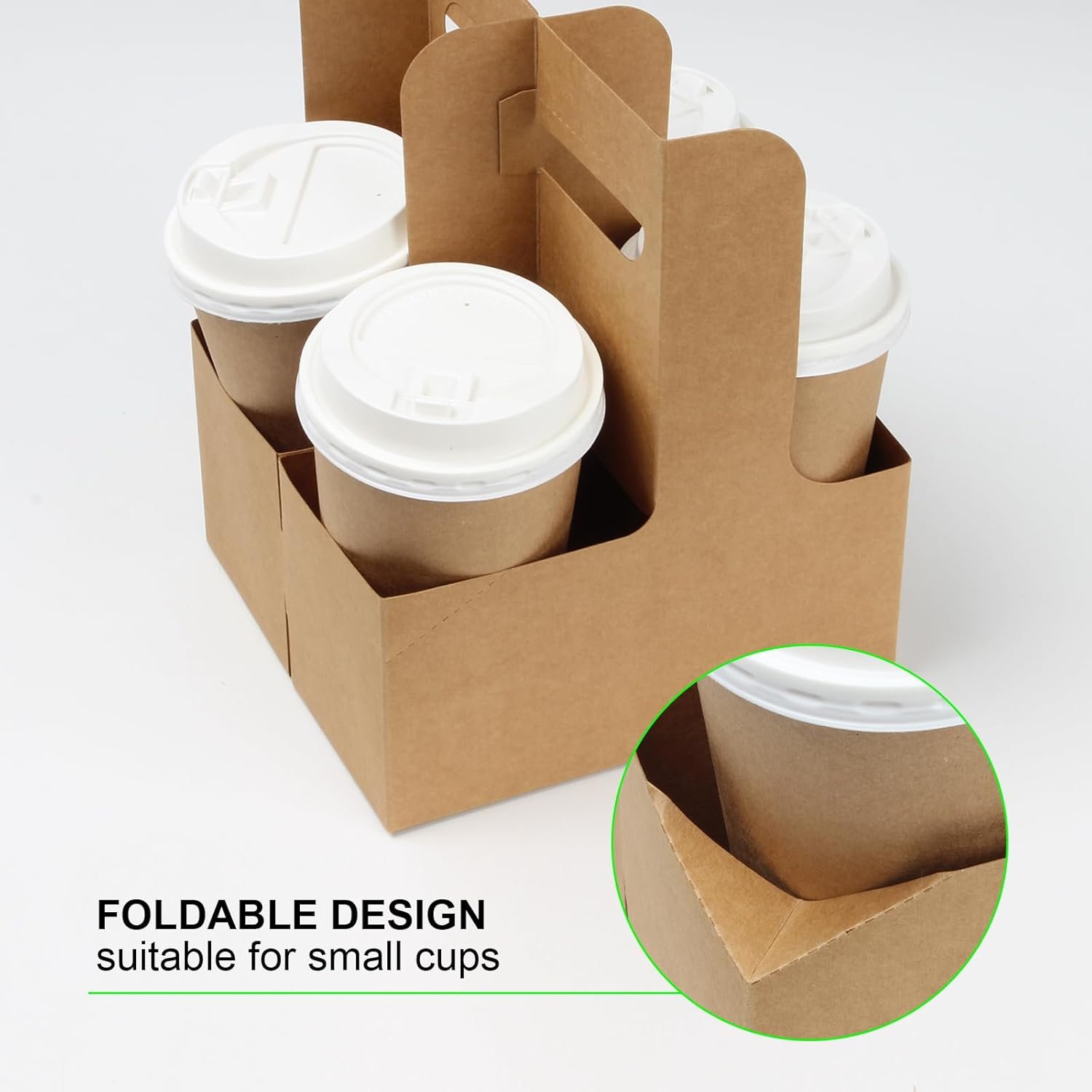 Logo Personalizzato Portabevande con Maniglia per 2 Tazze Cartone Kraft Usa e Getta 12-30 oz Confezione da 20 dal Produttore per Caffè da Asporto Bar Ristoranti Marchio Bianco