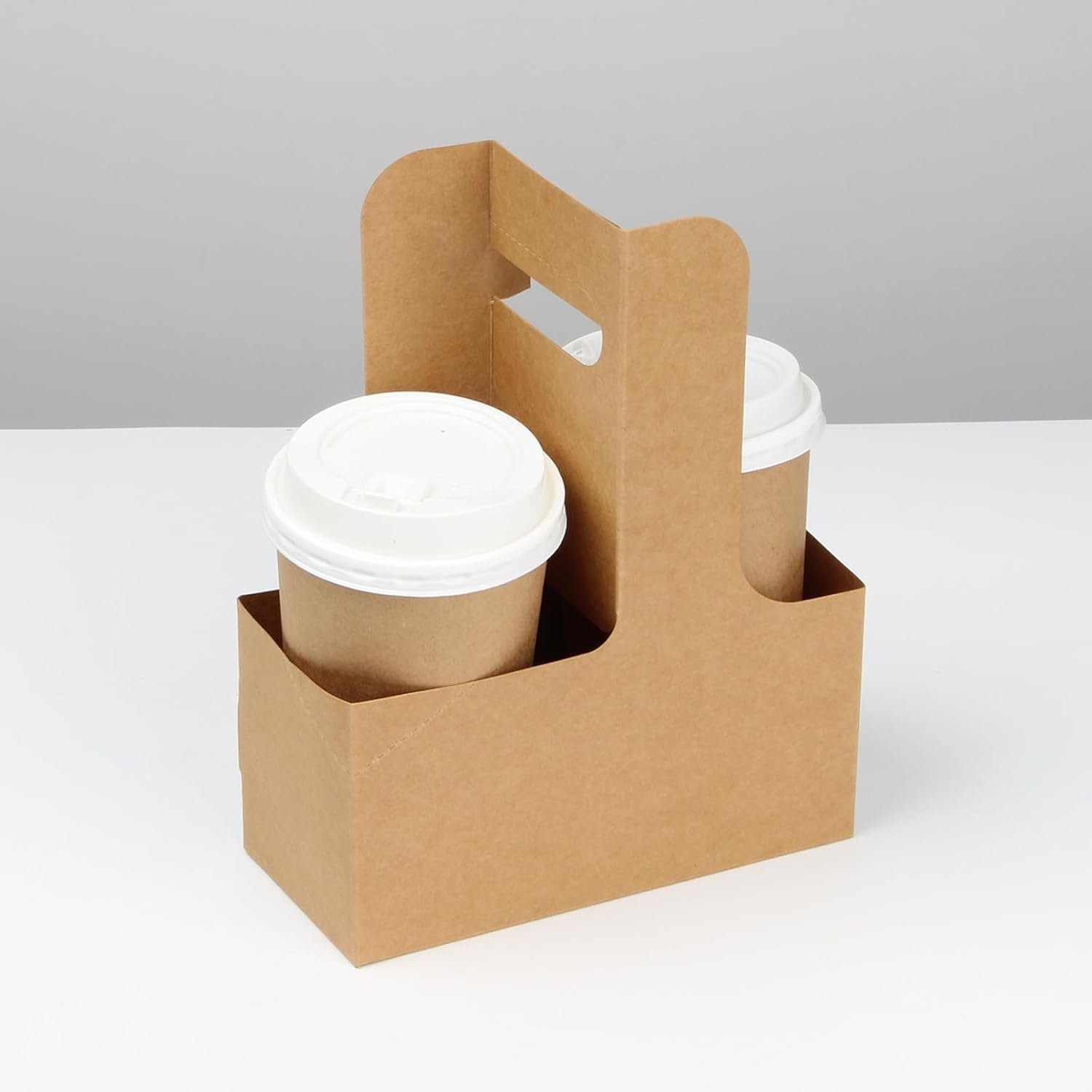 Logo Personalizzato Portabevande con Maniglia per 2 Tazze Cartone Kraft Usa e Getta 12-30 oz Confezione da 20 dal Produttore per Caffè da Asporto Bar Ristoranti Marchio Bianco