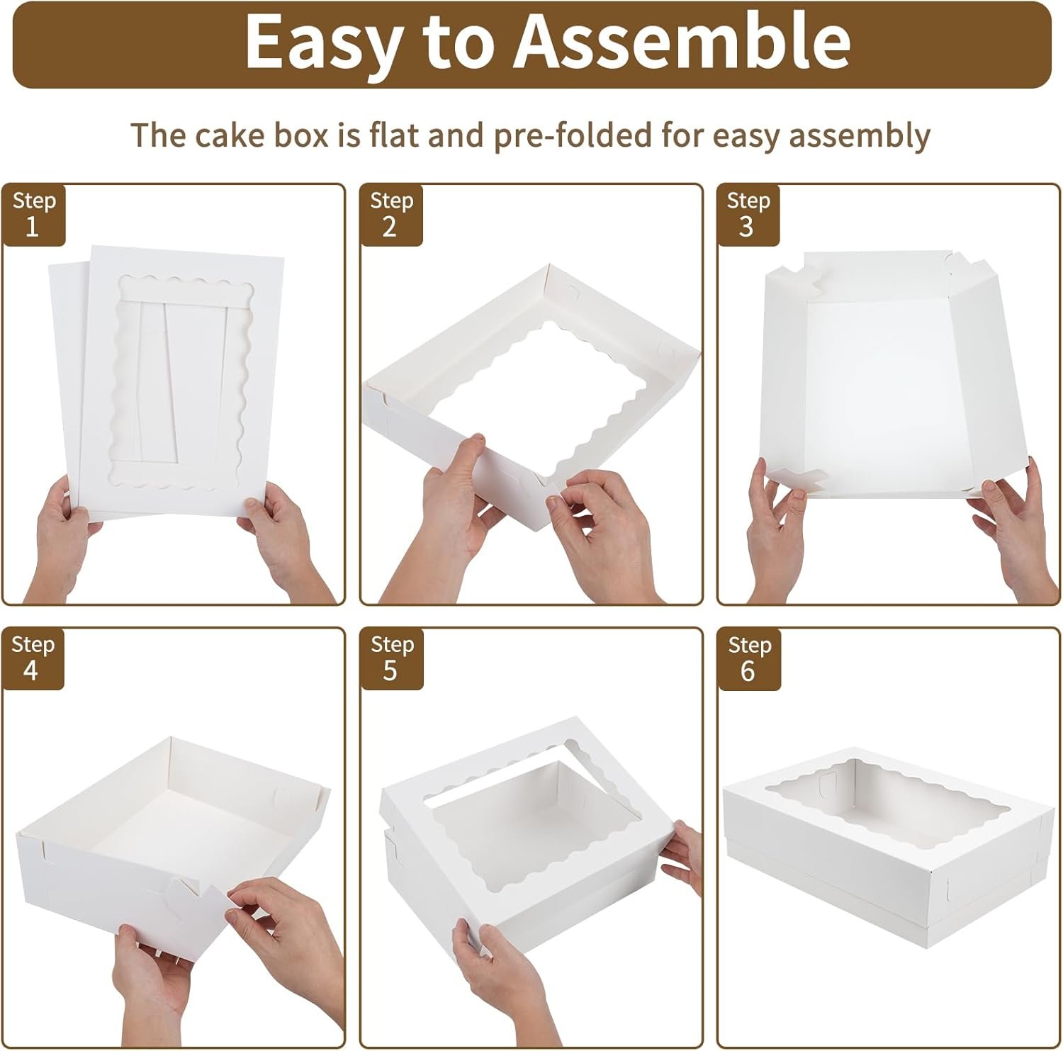 Fornitore Scatole per Torte Quarter Sheet con Logo Personalizzato 20 pz 14x10x4in Bianche con Finestra Marchio Bianco