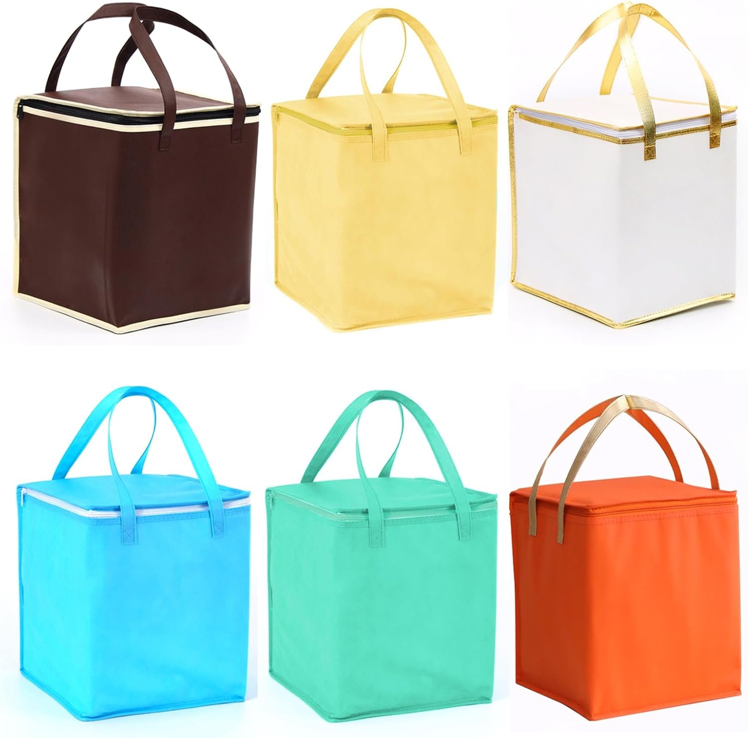 Marchio Bianco 2 Pezzi Borse Termiche Isolanti Riutilizzabili con Cerniera in Foglio Alluminio 26x26x26 cm per Picnic Torte Frutta Bevande e Consegna Takeaway Pizza con Logo Personalizzato dal Produttore