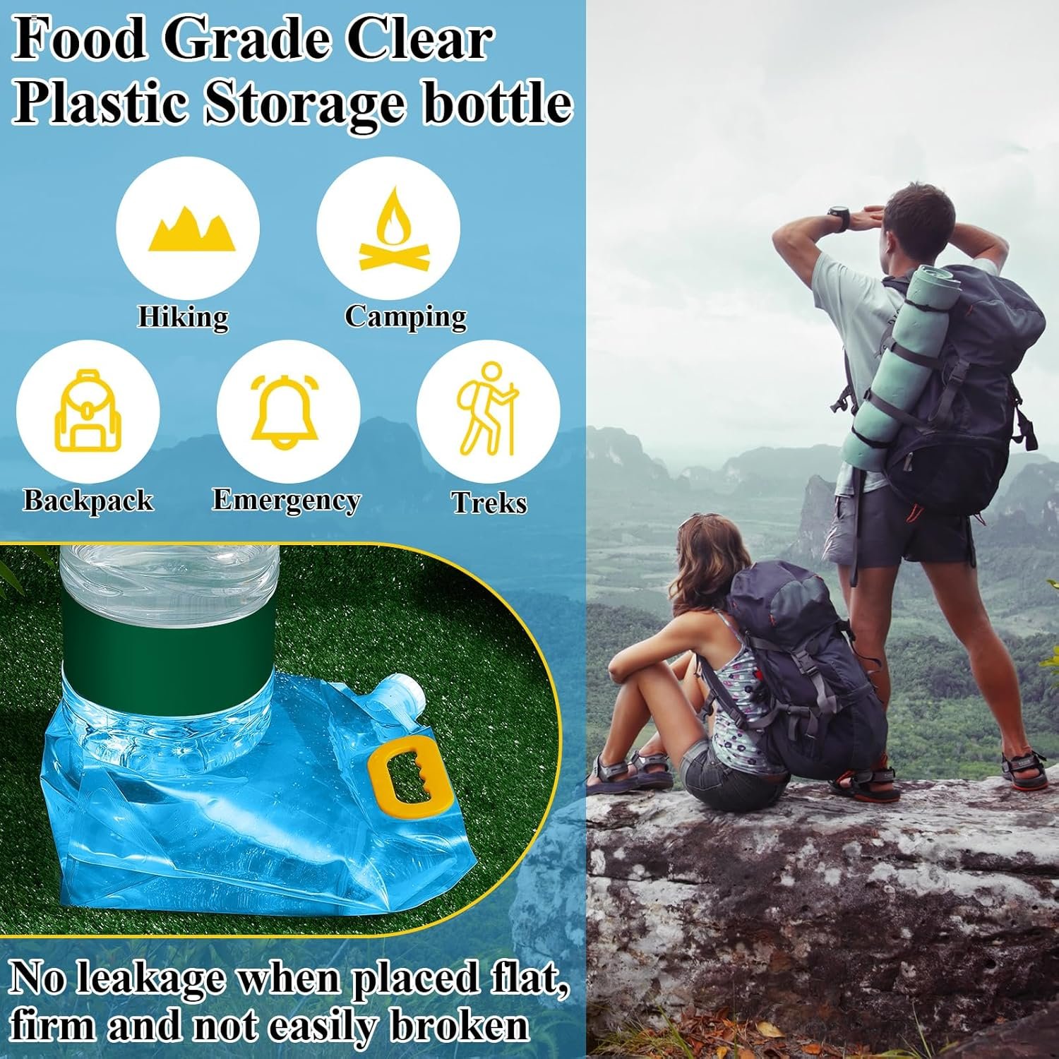 Produttore Borse Collassabili per Stoccaggio Acqua da 1,3 Galloni Confezione da 8 Contenitori Emergenza Tanica Plastica Congelabile Pieghevole per Camping Sport Outdoor (Blu) con Logo Personalizzato Marchio Bianco
