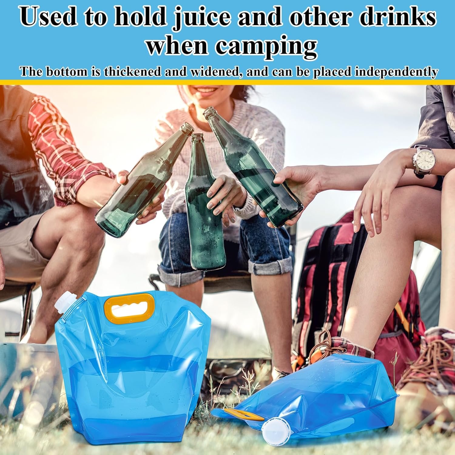 Produttore Borse Collassabili per Stoccaggio Acqua da 1,3 Galloni Confezione da 8 Contenitori Emergenza Tanica Plastica Congelabile Pieghevole per Camping Sport Outdoor (Blu) con Logo Personalizzato Marchio Bianco