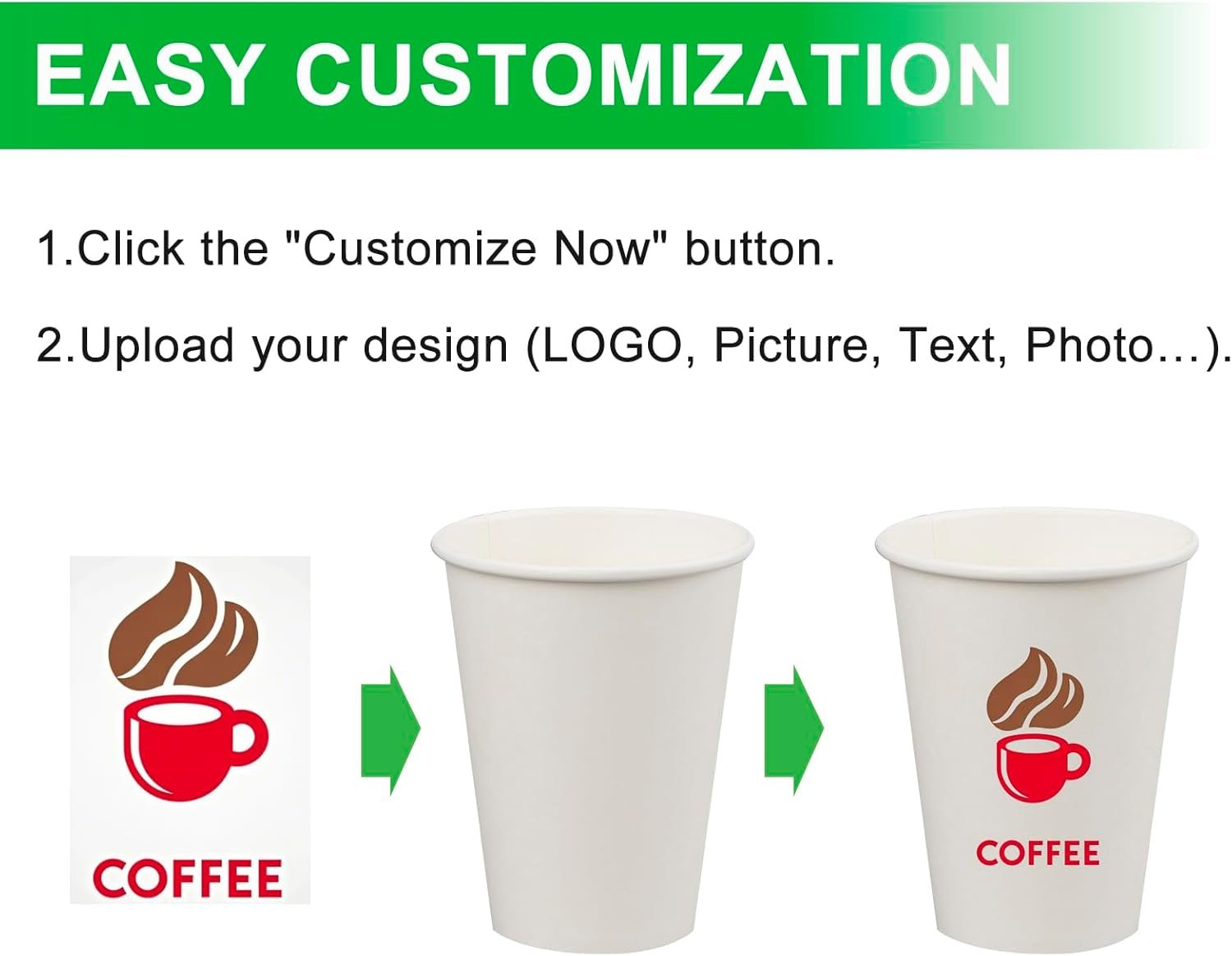 Marchio Bianco Tazze da Caffè in Carta con Logo Personalizzato per Ufficio Aziendale Caffetteria Feste Matrimoni Eventi 8oz/12oz/16oz dal Produttore