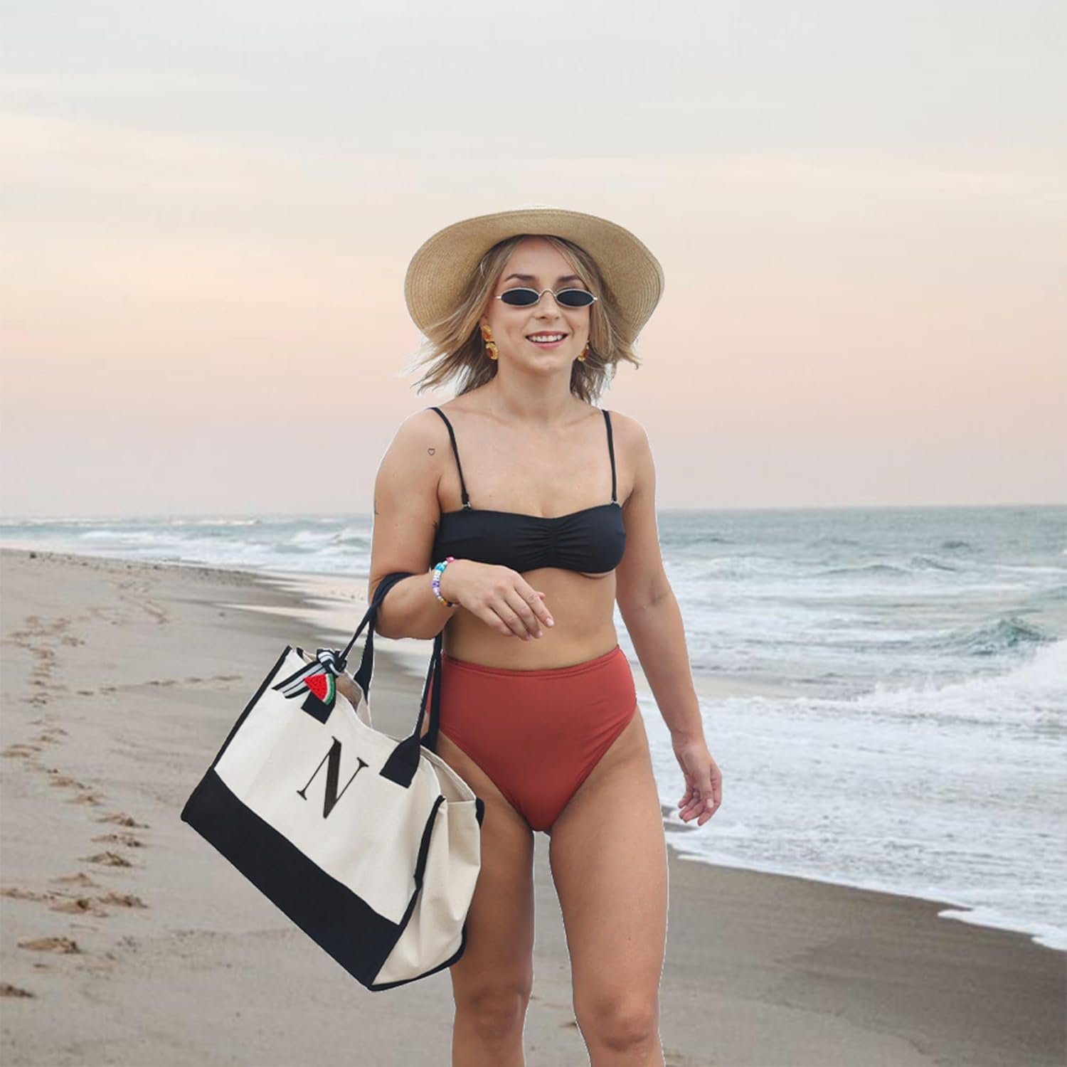 Produttore Borsa Tote Canvas con Logo Personalizzato Donna Grande Cotone Monogramma Iniziali Riutilizzabile Spiaggia Spesa Lavoro Viaggi Marchio Bianco