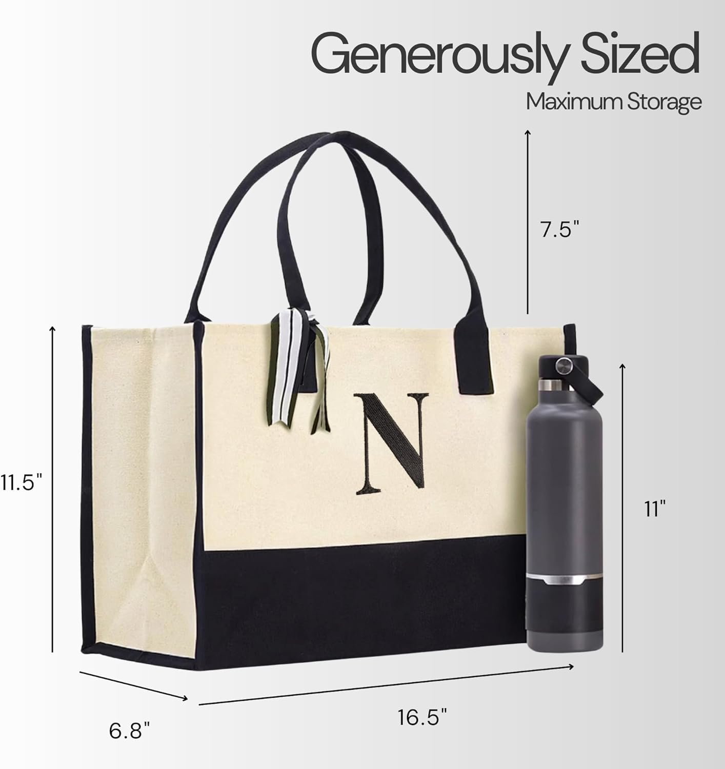 Produttore Borsa Tote Canvas con Logo Personalizzato Donna Grande Cotone Monogramma Iniziali Riutilizzabile Spiaggia Spesa Lavoro Viaggi Marchio Bianco