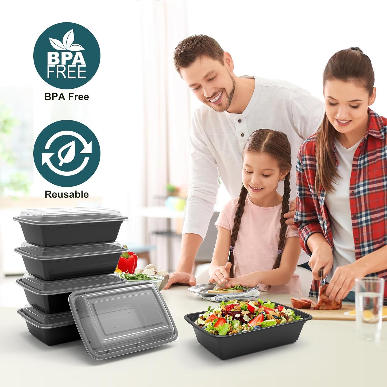 Contenitori per Preparazione Pasti Marchio Bianco 50 Pezzi Extra Spessi con Coperchi del Produttore monouso riutilizzabili in plastica bento pranzo senza BPA impilabili adatti microonde/lavastoviglie/congelatore 24 oz con Logo Personalizzato