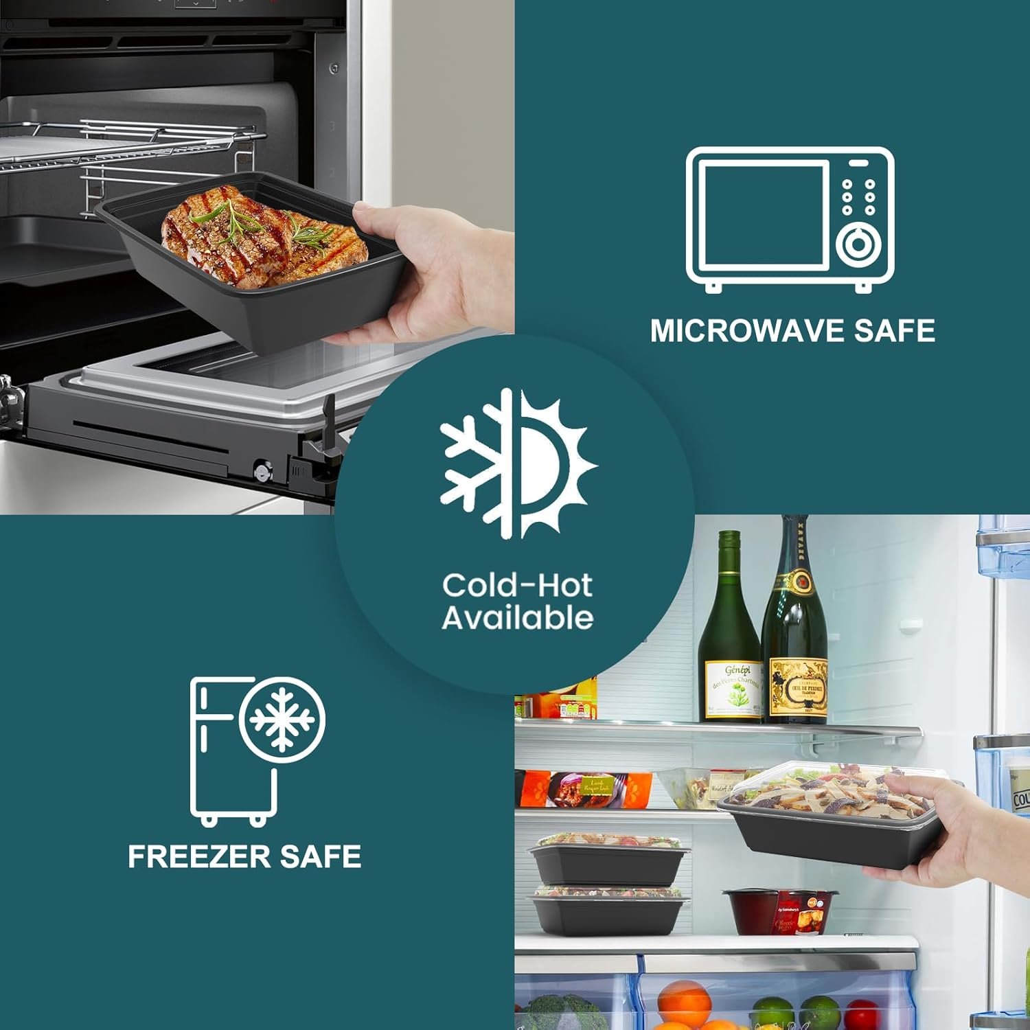 Contenitori per Preparazione Pasti Marchio Bianco 50 Pezzi Extra Spessi con Coperchi del Produttore monouso riutilizzabili in plastica bento pranzo senza BPA impilabili adatti microonde/lavastoviglie/congelatore 24 oz con Logo Personalizzato
