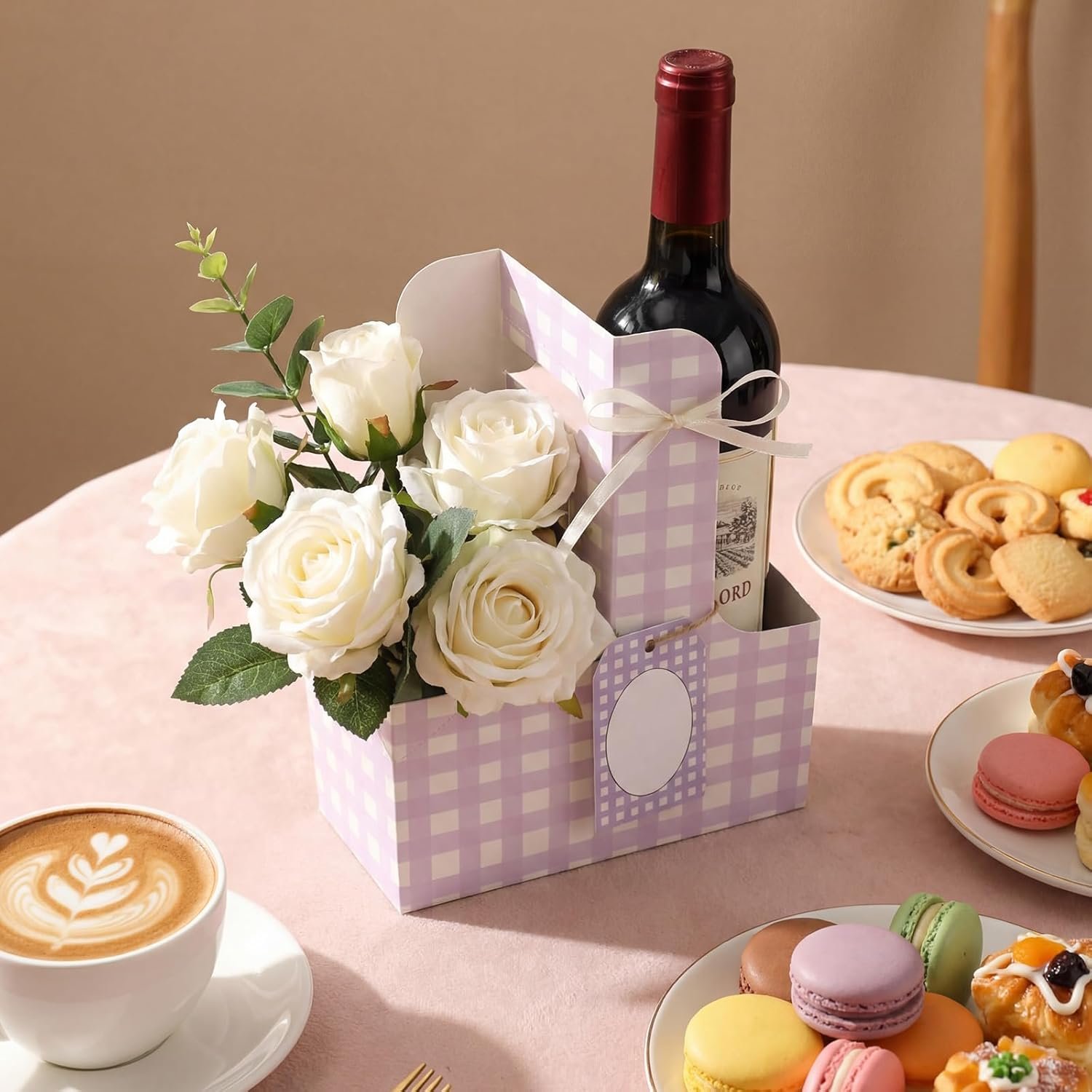 Logo Personalizzato 24 Set Portabevande per 2 Bicchieri con Manici Gingham Pasquale Pastello Produttore Articoli Feste Regali Donne Matrimoni Compleanni Marchio Bianco