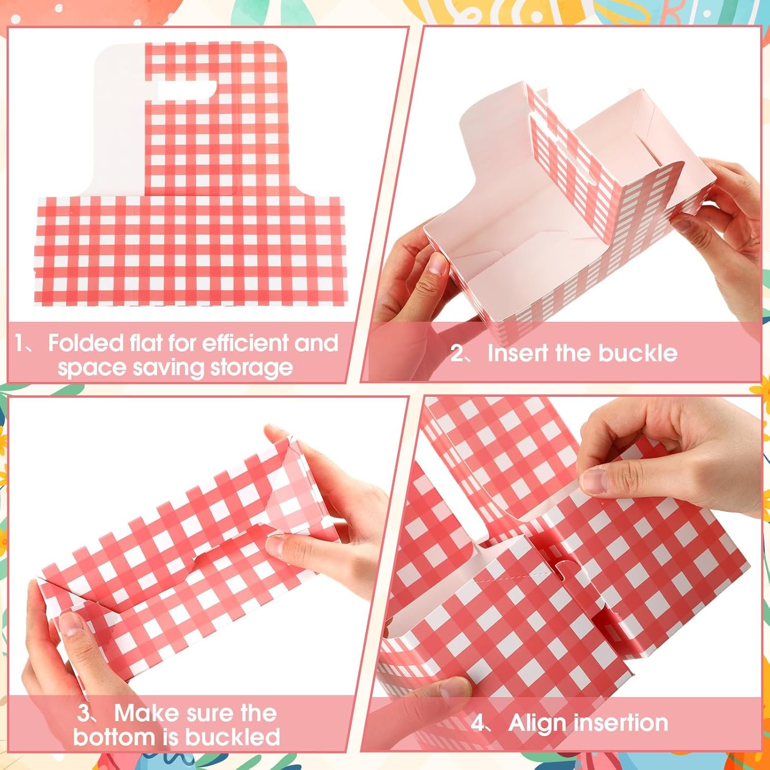 Logo Personalizzato 24 Set Portabevande per 2 Bicchieri con Manici Gingham Pasquale Pastello Produttore Articoli Feste Regali Donne Matrimoni Compleanni Marchio Bianco