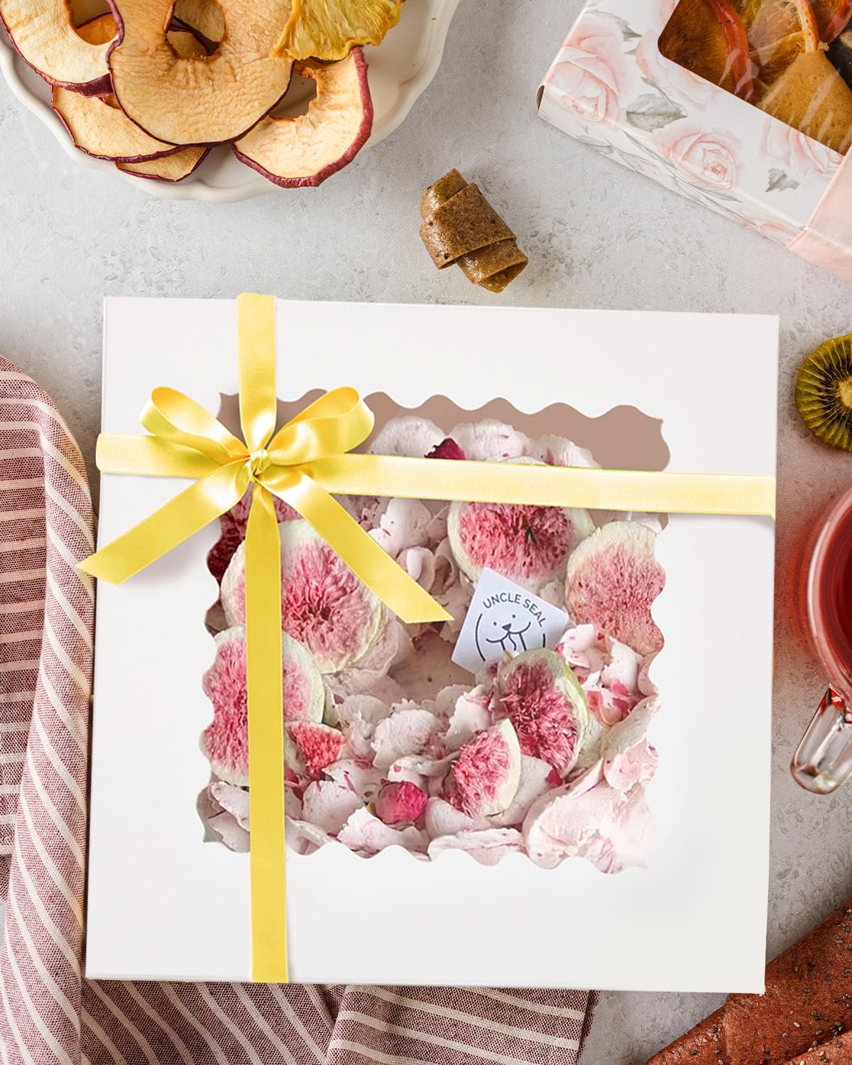 Produttore Scatole per Torte Bianche 8x8x5 con Logo Personalizzato 4 Set con Finestra e 4 Set Basi Rotonde Bianche 8