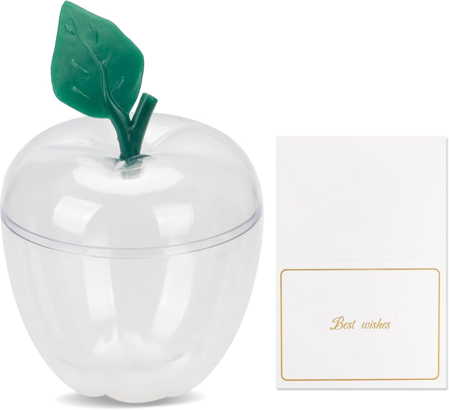 Produttore Contenitori Mela Trasparenti Grandi con Carte Bianche e Logo Personalizzato Scatola Regalo Plastica Barattolo Caramelle per Regali Insegnanti Ritorno Scuola Bomboniere Matrimonio Decorazioni Natale Marchio Bianco Confezione da 2