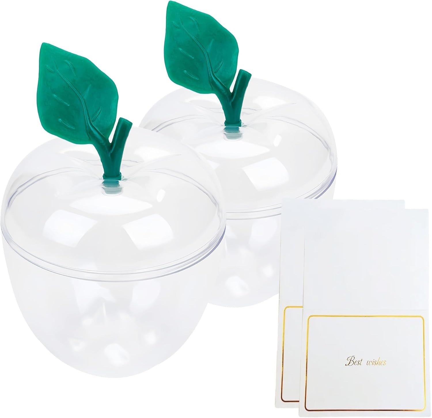 Produttore Contenitori Mela Trasparenti Grandi con Carte Bianche e Logo Personalizzato Scatola Regalo Plastica Barattolo Caramelle per Regali Insegnanti Ritorno Scuola Bomboniere Matrimonio Decorazioni Natale Marchio Bianco Confezione da 2