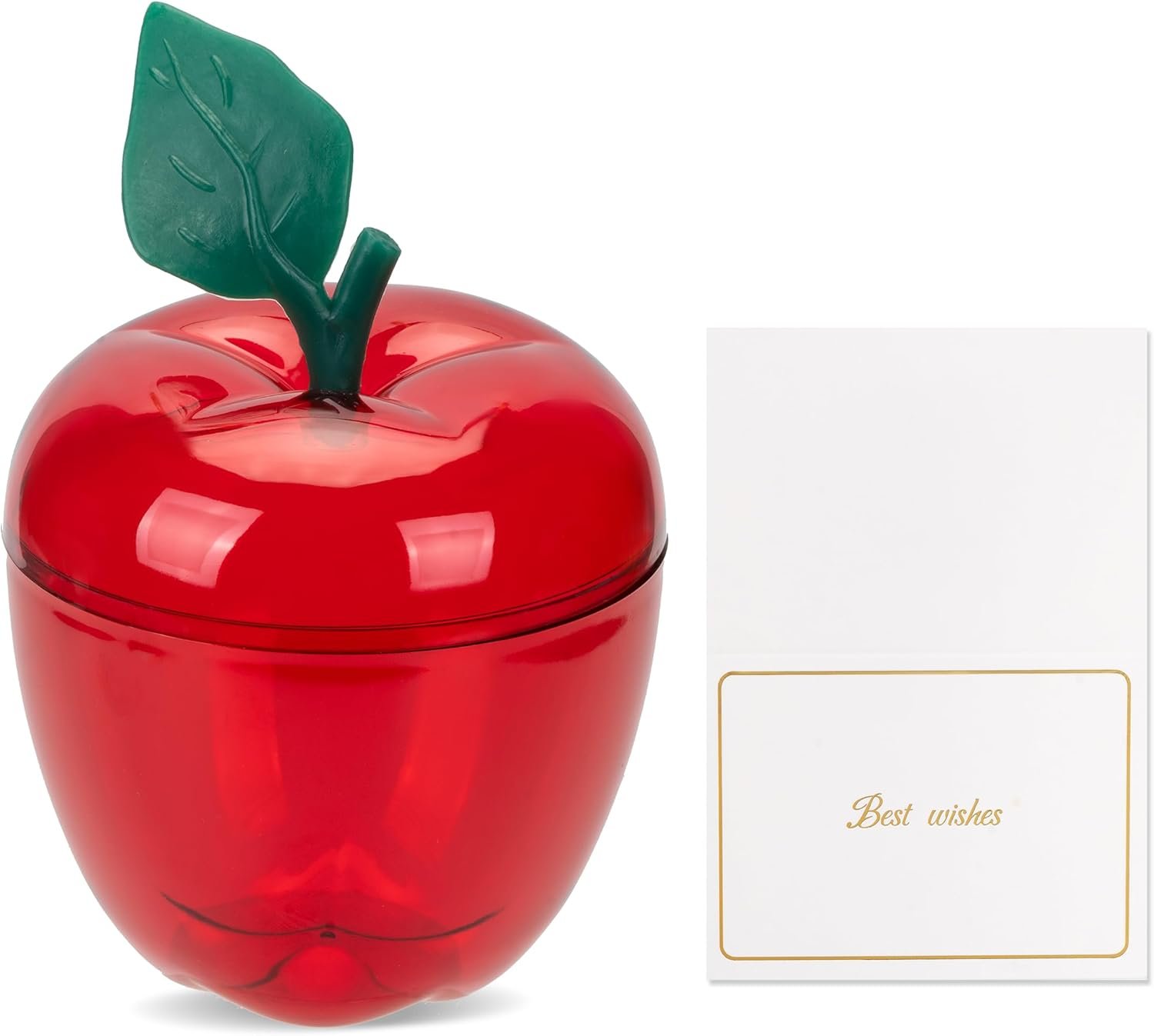 Logo Personalizzato Contenitori Grande a Forma di Mela Rossa con Carte Bianche Scatola Regalo Plastica Barattolo Caramelle Marchio Bianco Regalo Insegnanti Ritorno a Scuola Bomboniera Matrimonio Festa Decorazioni Natale Fornitore Confezione da 2