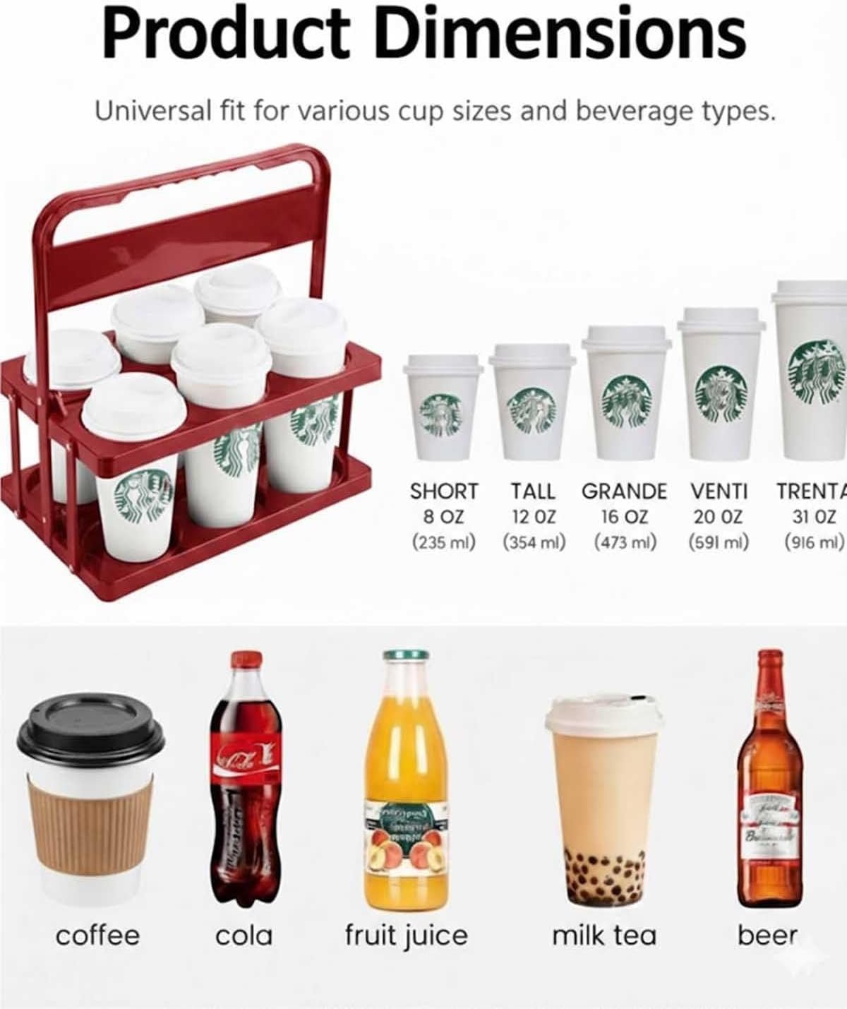 Logo Personalizzato Portabevande per Delivery con Maniglia Borsa Isolante Riutilizzabile Marchio Bianco dal Fornitore Cooler Rosso