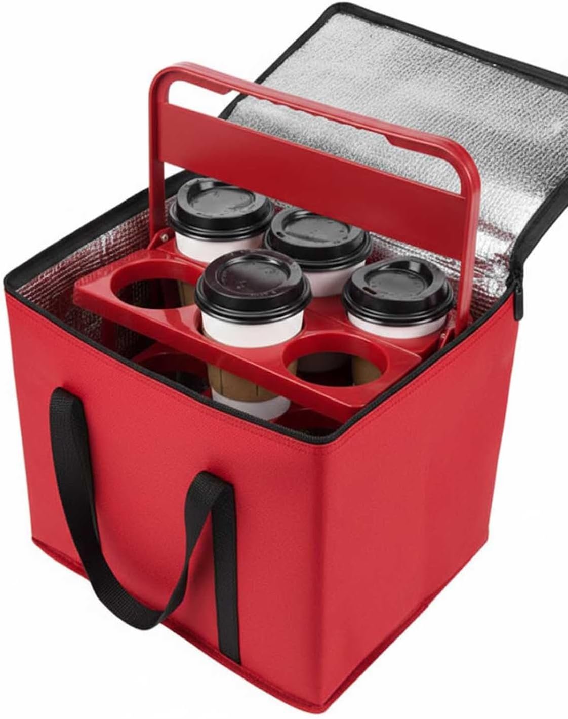 Logo Personalizzato Portabevande per Delivery con Maniglia Borsa Isolante Riutilizzabile Marchio Bianco dal Fornitore Cooler Rosso