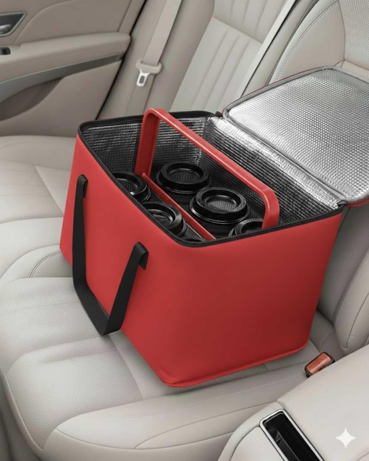 Logo Personalizzato Portabevande per Delivery con Maniglia Borsa Isolante Riutilizzabile Marchio Bianco dal Fornitore Cooler Rosso
