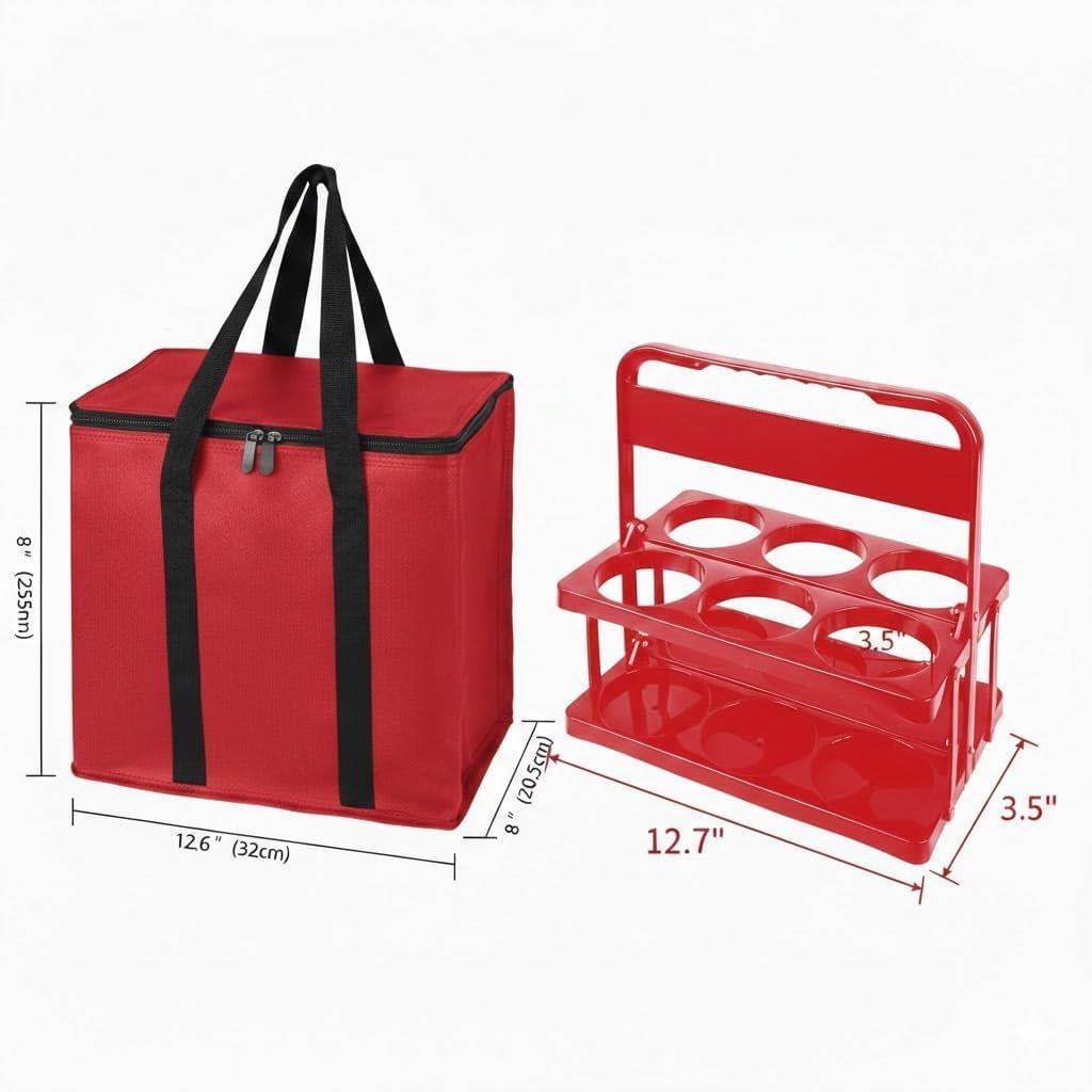Logo Personalizzato Portabevande per Delivery con Maniglia Borsa Isolante Riutilizzabile Marchio Bianco dal Fornitore Cooler Rosso