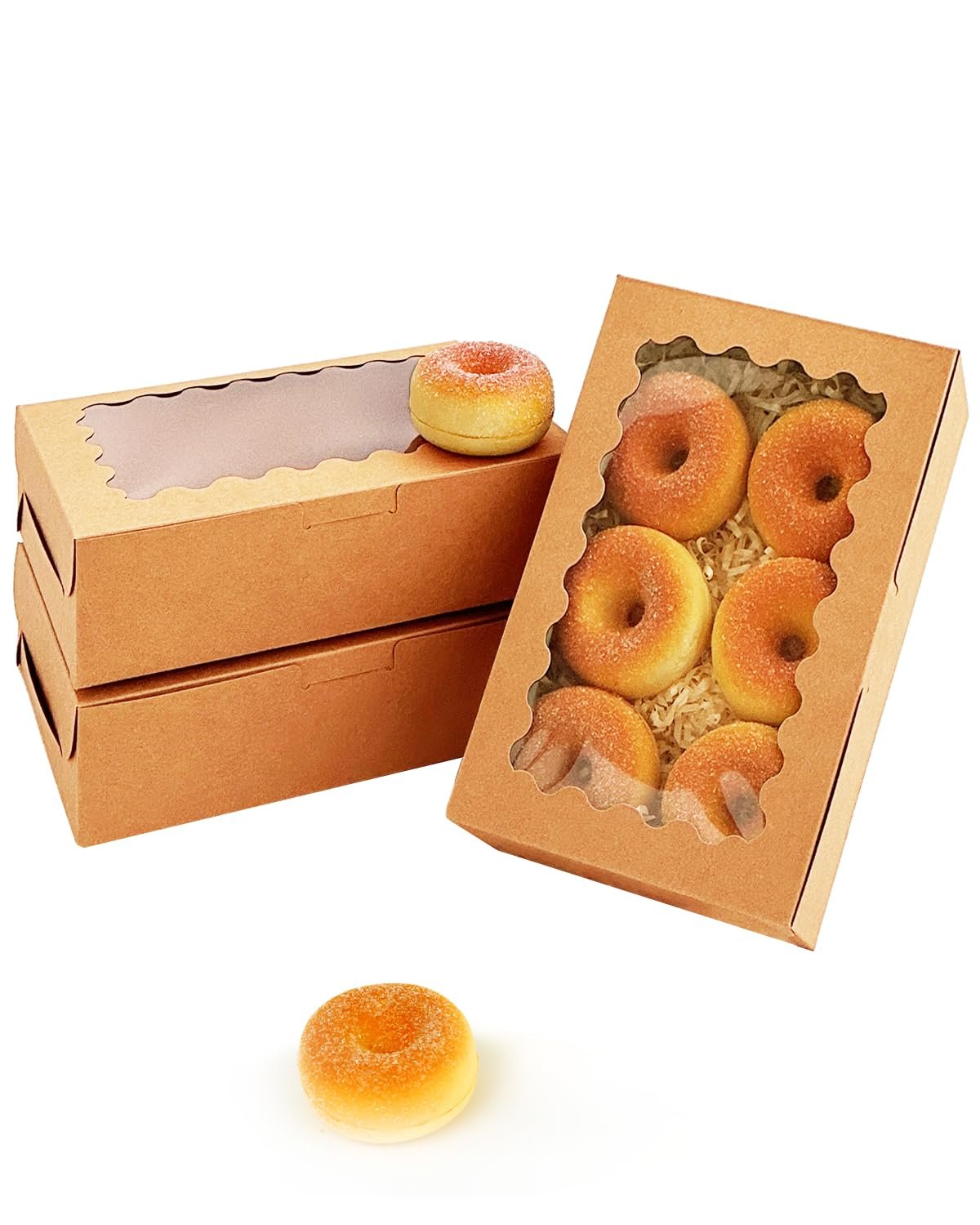 Fornitore Scatole per Biscotti Marrone con Finestra 9x6x2.5 Pollici 15 Pezzi Logo Personalizzato per Macaron Pasticceria Marchio Bianco