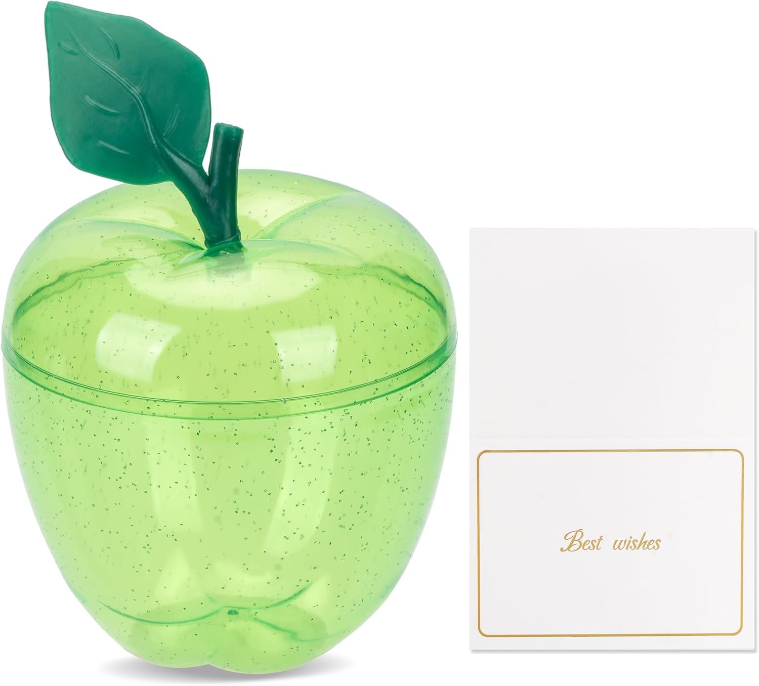 Logo Personalizzato Contenitore Grande Mela Verde con Biglietti Bianchi Scatola Regalo Plastica Forma Mela Barattolo Confetti Regali Insegnanti Ritorno Scuola Bomboniere Matrimonio Decorazioni Natalizie Marchio Bianco Fornitore