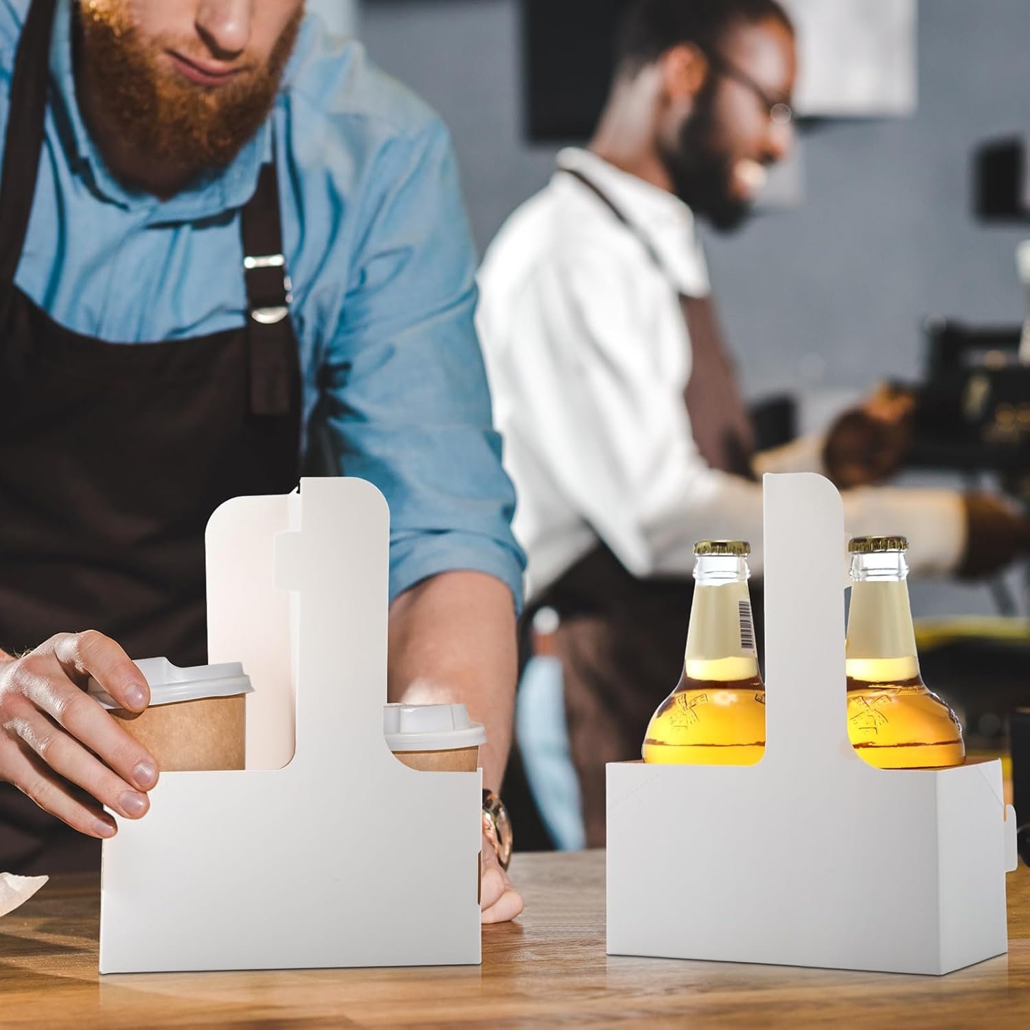 Marchio Bianco Portabevande 2 Tazze con Maniglia 60 Pz 6.9 x 3.2 x 8.9 Inch in Cartone con Logo Personalizzato per Bevande Calde e Fredde da Asporto Caffè Ristorante Matrimonio Consegna Cibo Bianco dal Produttore